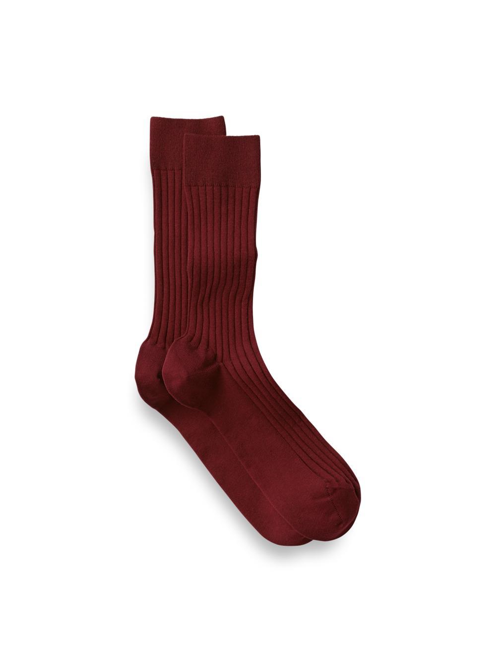 Solid Rib Cotton Blend Sock - Wine Product Image