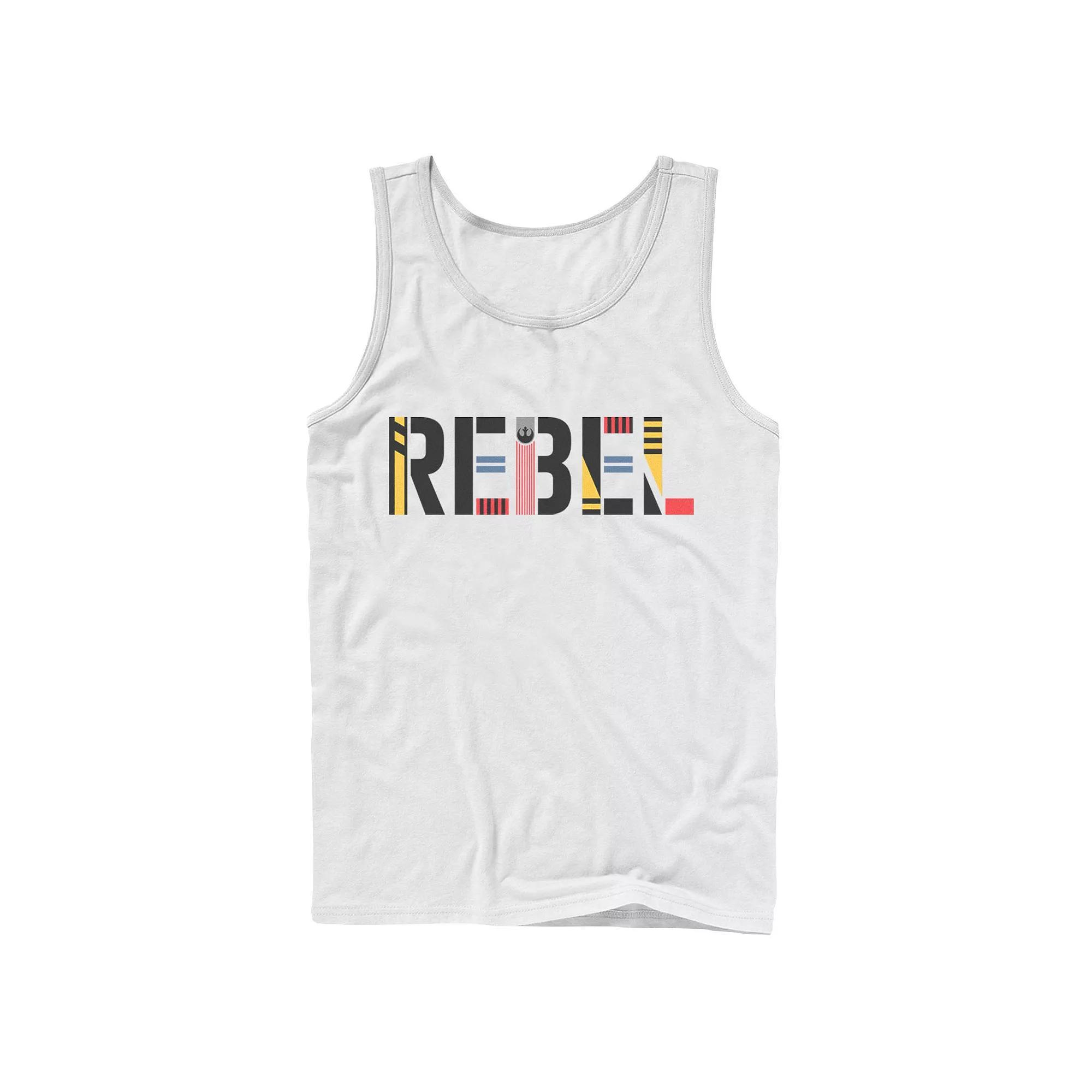 Men's Star Wars The Rise of Skywalker Rebel Text Tank Top, Size: Large, White Product Image