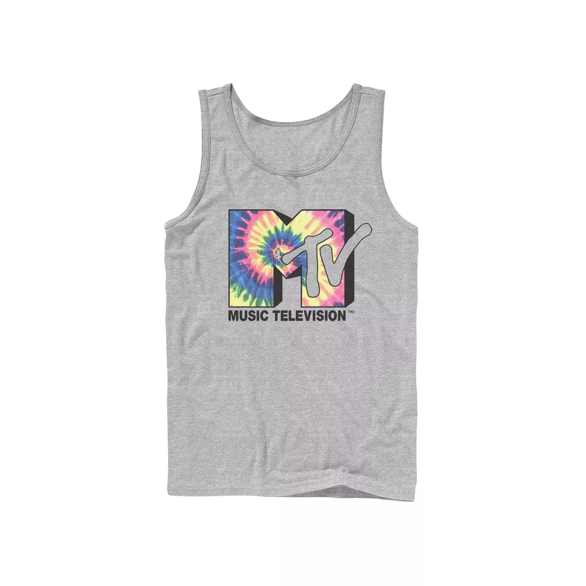Mens MTV Music Television Tie Dye Logo Tank Top Athletic Grey Product Image