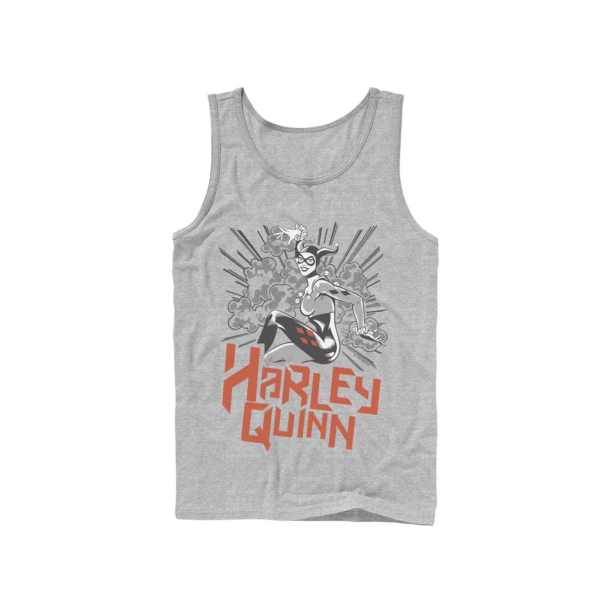 Men's DC Comics Harley Quinn Action Pose Tank Top, Size: Large, Athletic Grey Product Image