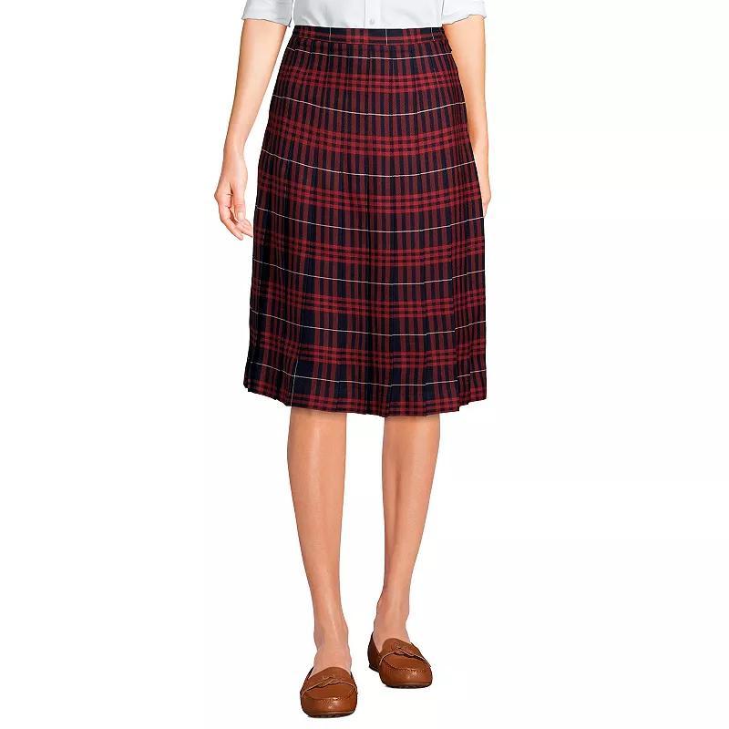 Women's Lands' End School Uniform Plaid Pleated Midi Skirt, Size: 12, Clear Blue Plaid Product Image