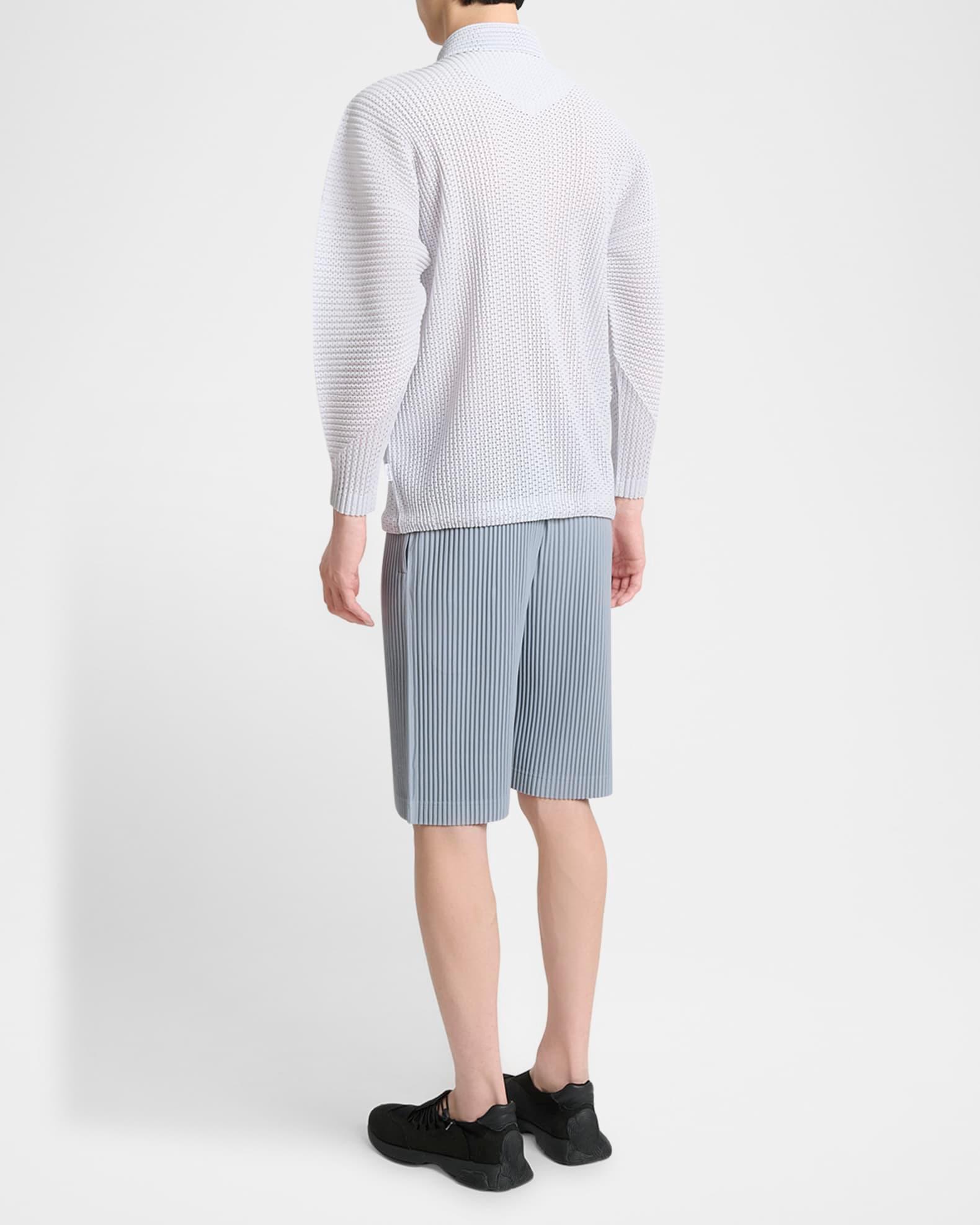 Mens Pleated Mesh Button-Down Shirt Product Image