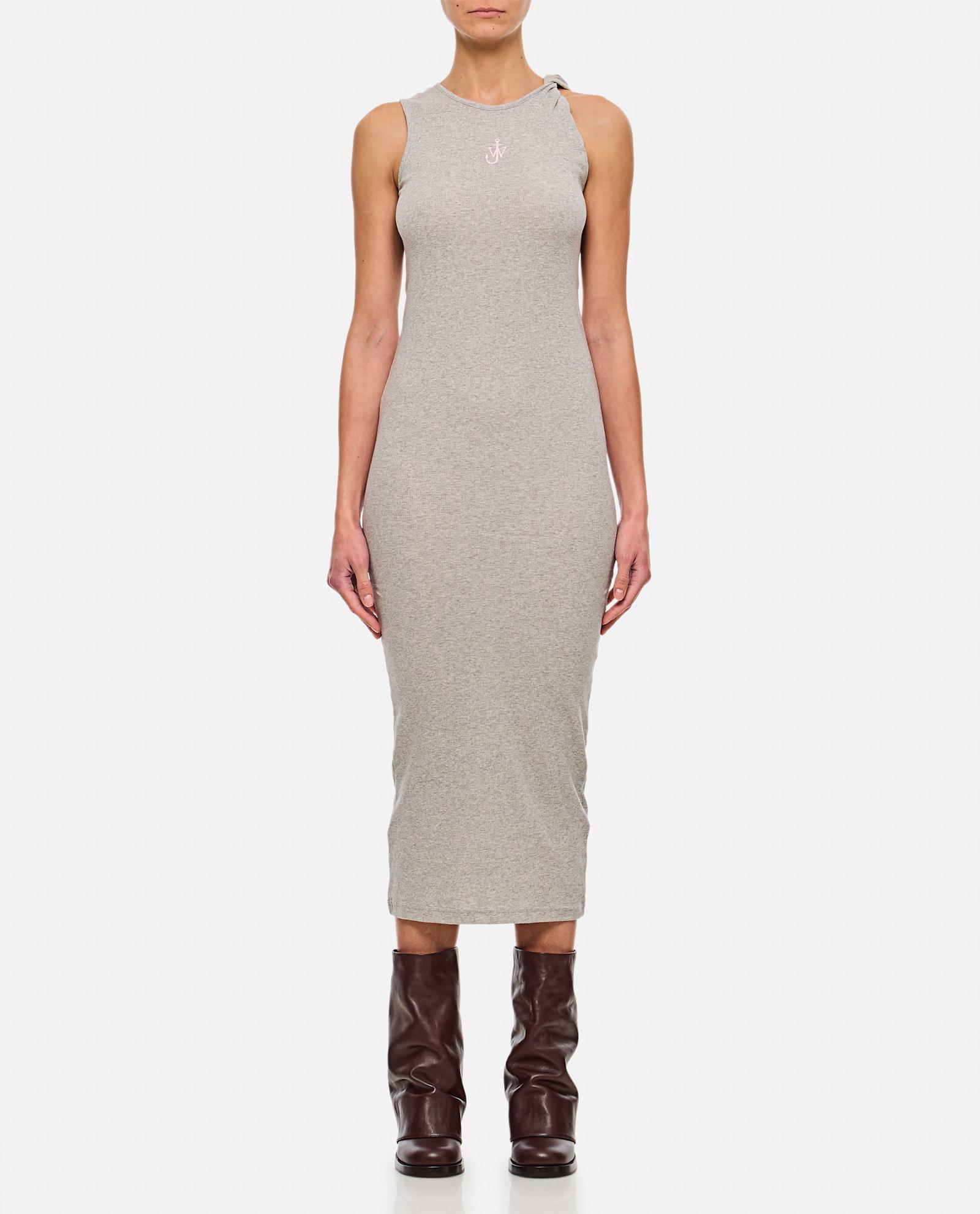 JW ANDERSON Anchor Embroidery Twisted Strap Dress In Grey Product Image