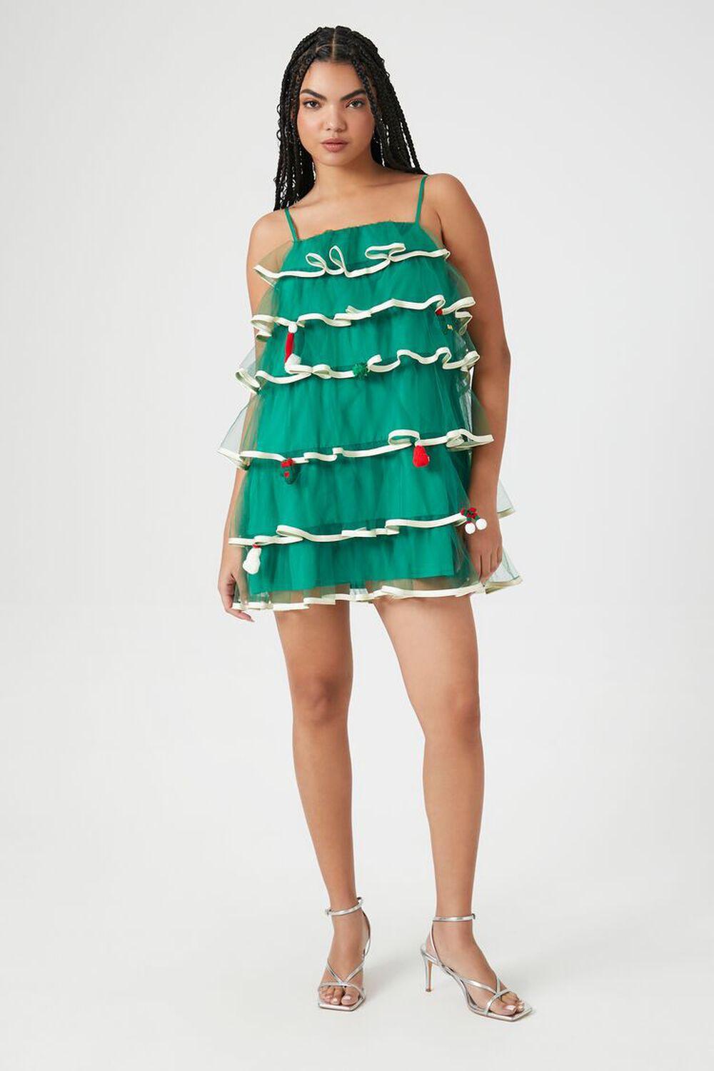 Tiered Mesh Christmas Tree Dress | Forever 21 Product Image
