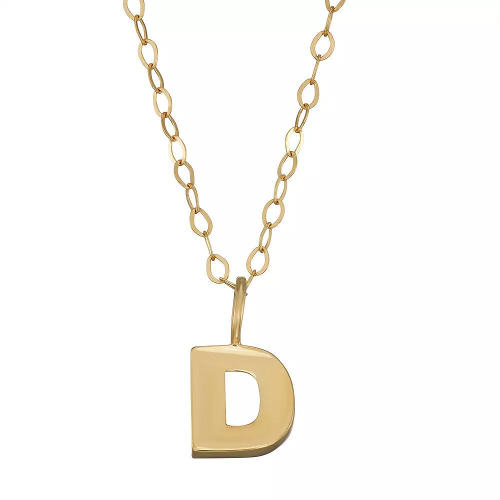 10K Gold Initial Pendant on 14K Gold Filled Chain, Womens Product Image