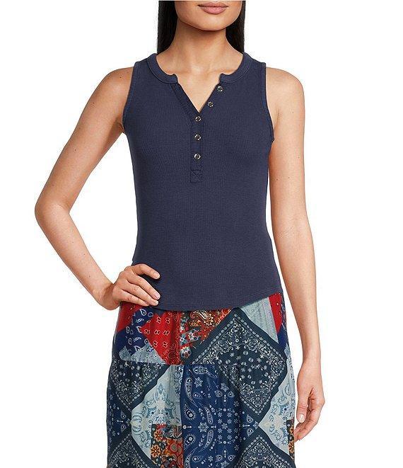 Reba Ribbed Knit Scoop Neck Sleeveless Tank Product Image