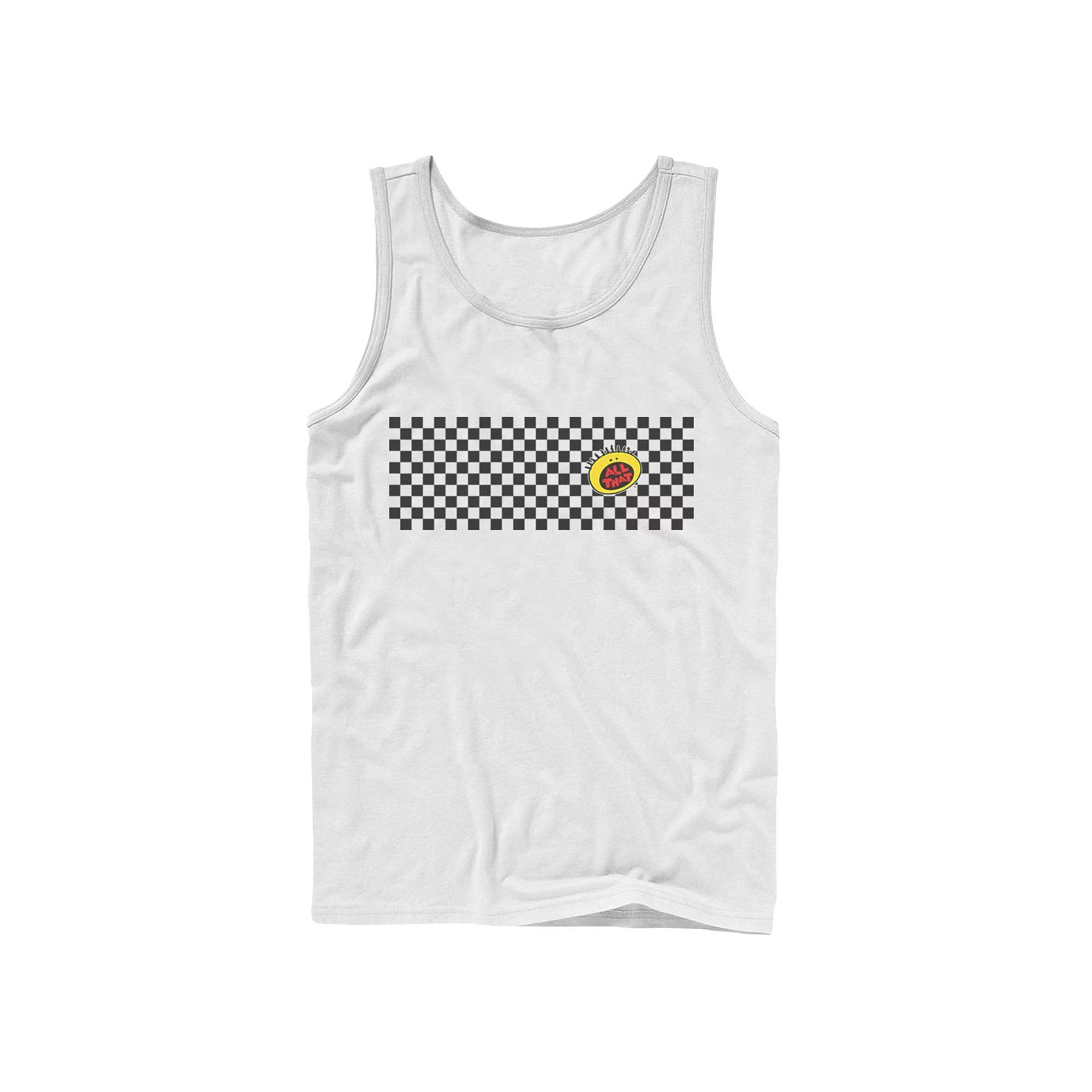 Men's Nickelodeon All That Left Chest Logo Paneled Checkers Graphic Tank Top, Size: Large, White Product Image