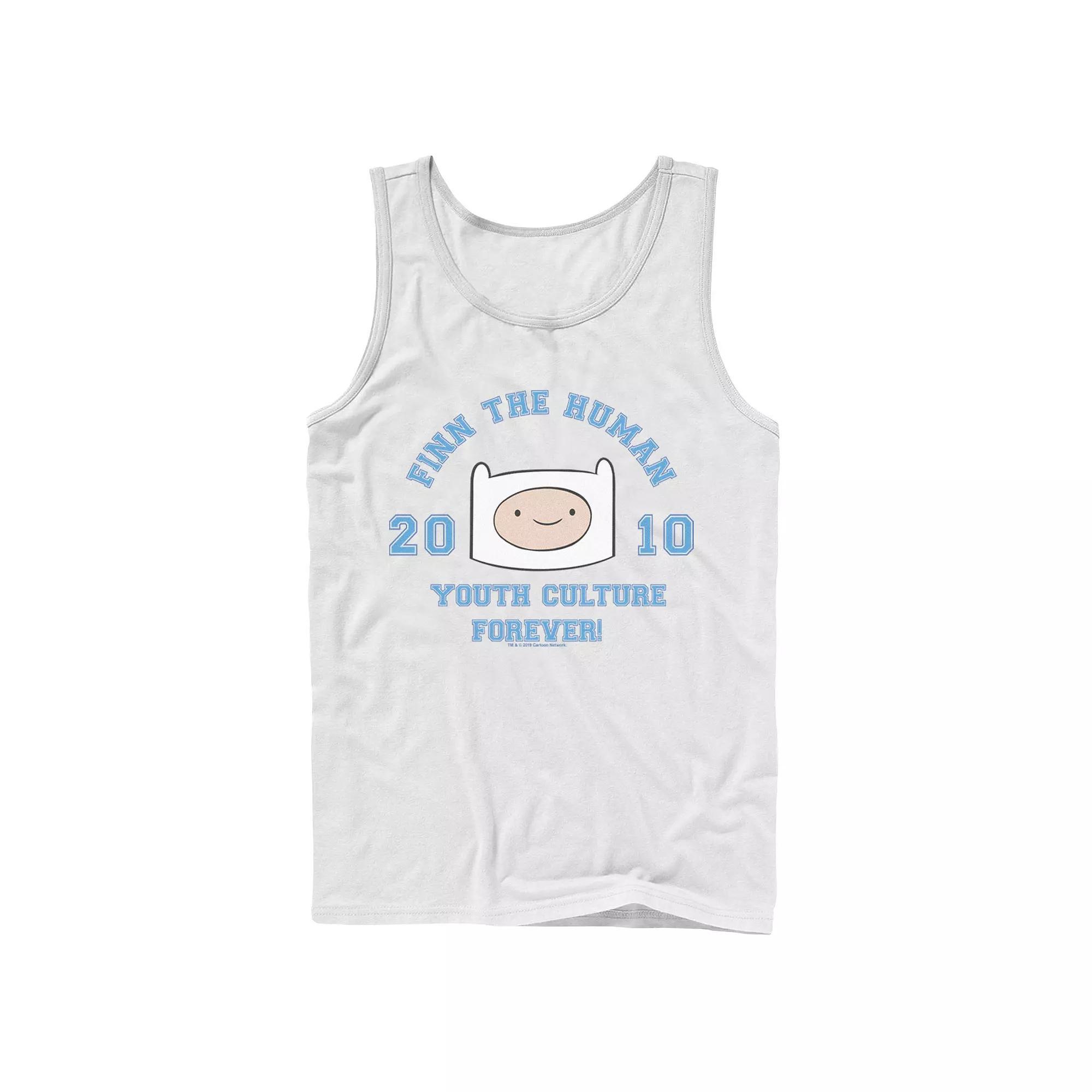 Men's Cartoon Network Adventure Time Finn The Human Youth Culture Forever Tank Top, Size: Large, Athletic Grey Product Image
