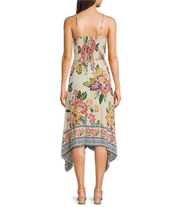 Angie Sleeveless V-Neck Keyhole Twist Front Tropical Maxi Dress Product Image