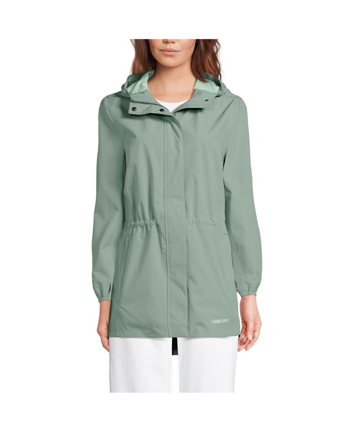 Womens Lands End Hooded Packable Raincoat Deep Blue Product Image