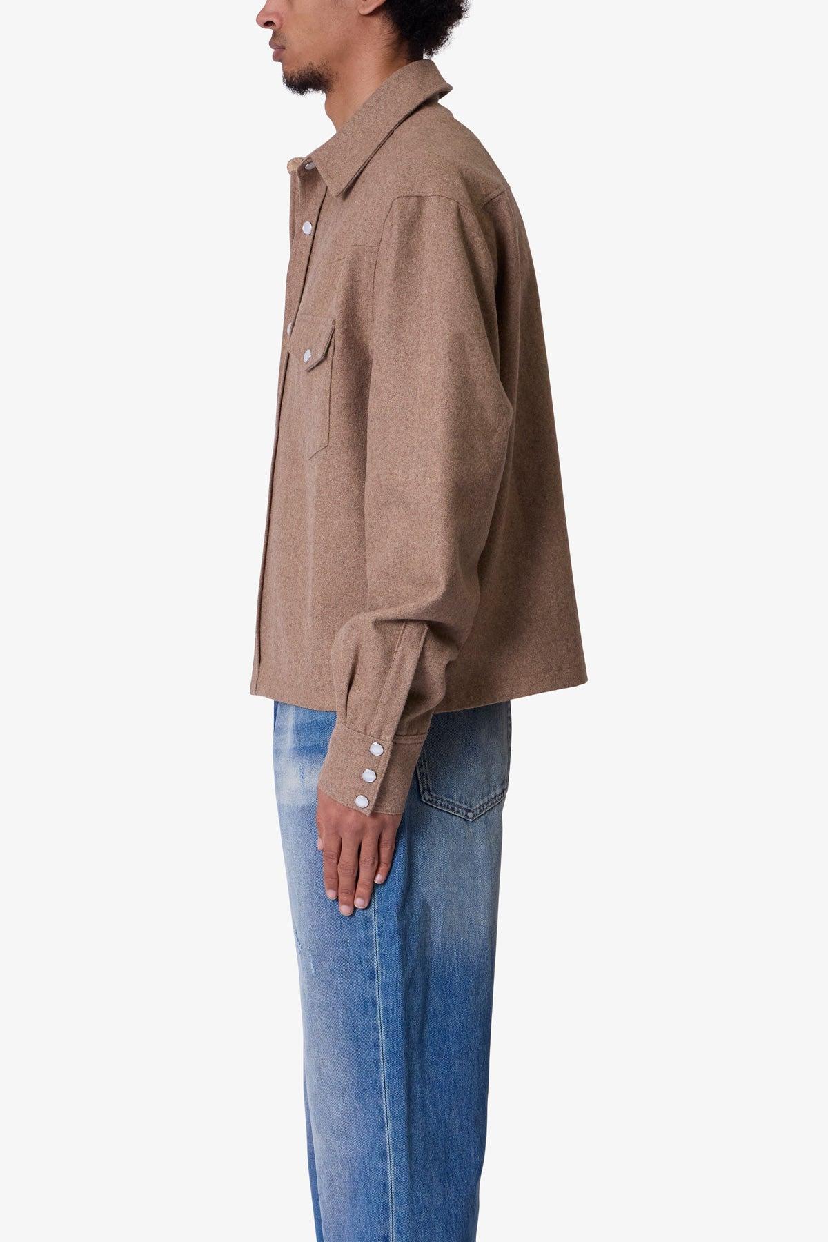 Western Wool Snap Front Shirt - Brown Product Image