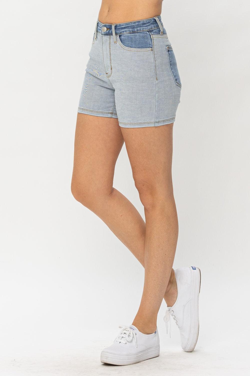 Judy Blue Color Block Denim Shorts Product Image