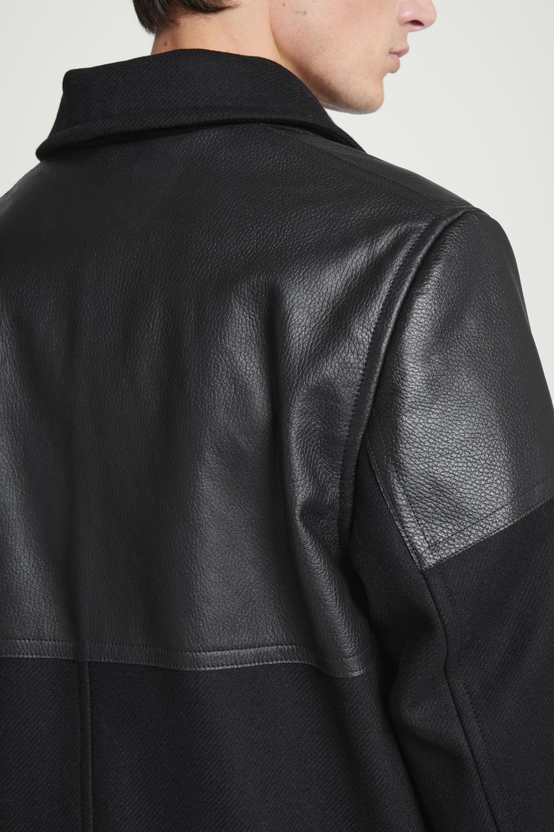 LEATHER-PANELED DONKEY JACKET Product Image