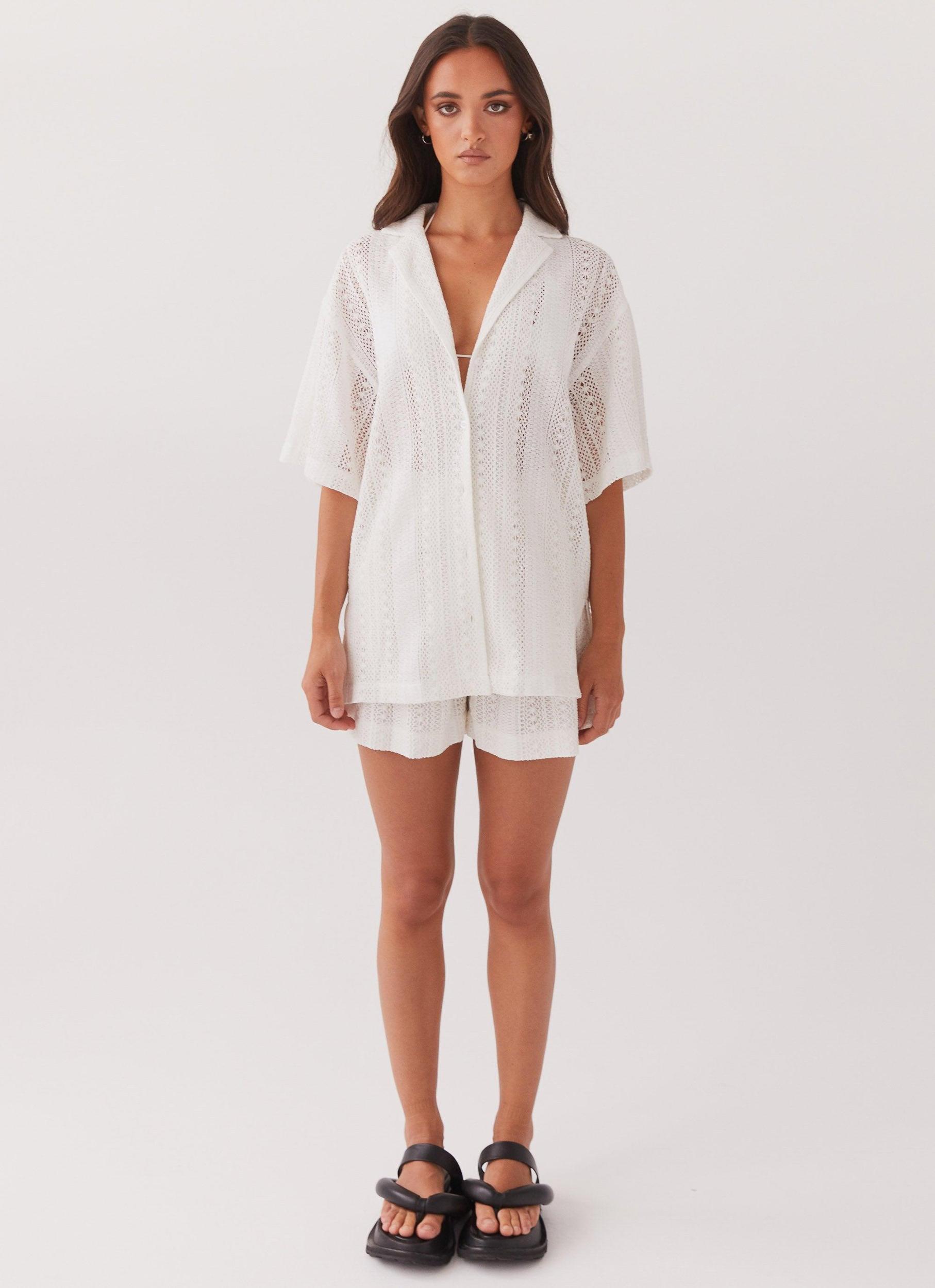 Sun Catcher Knit Oversized Shirt - Ivory Product Image