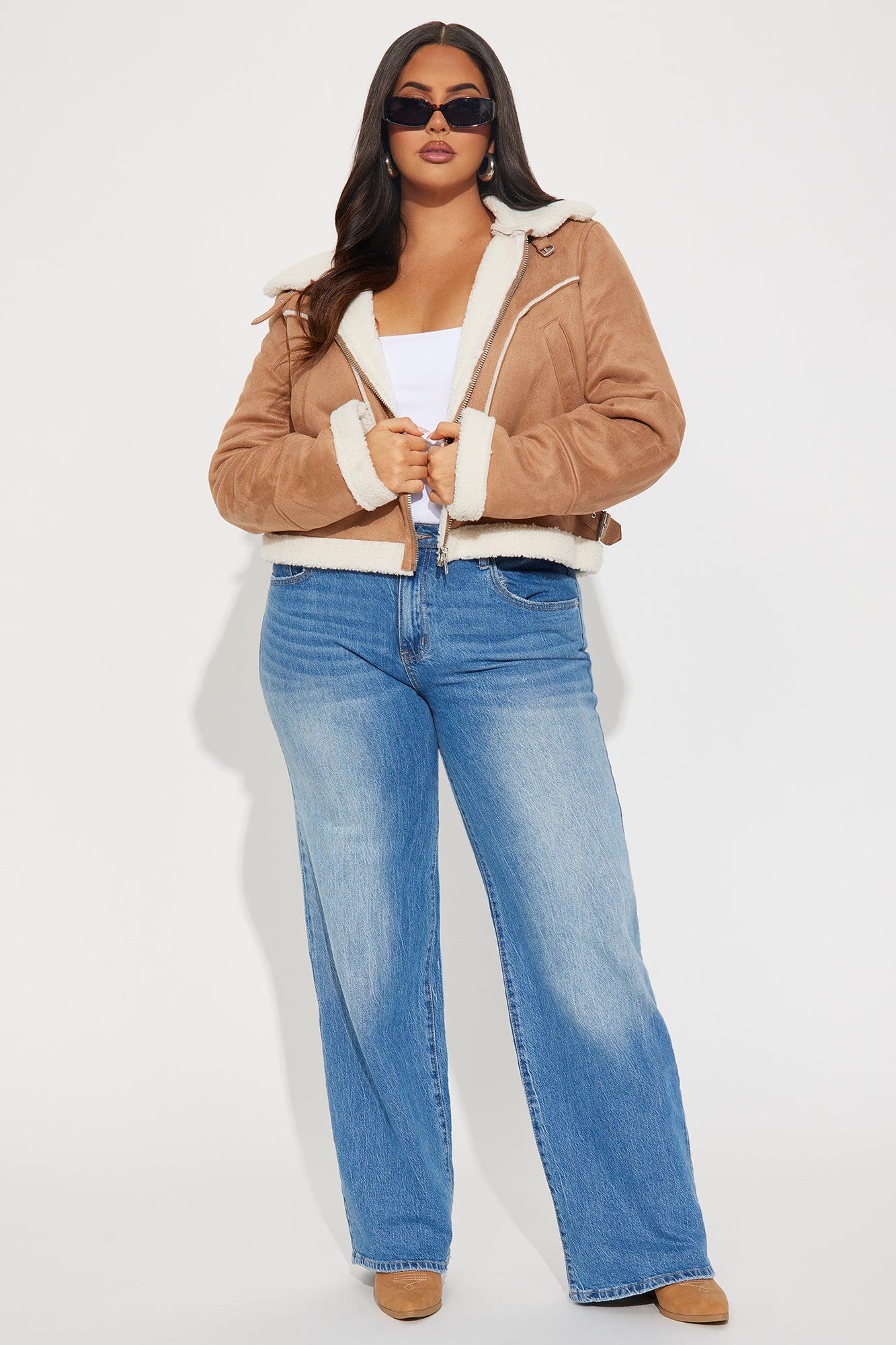 Look My Way Shearling Jacket - Khaki Product Image