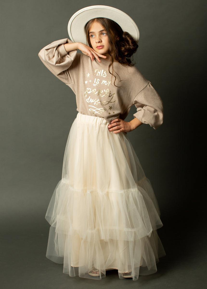 Zenni Skirt in Cream Girls Product Image