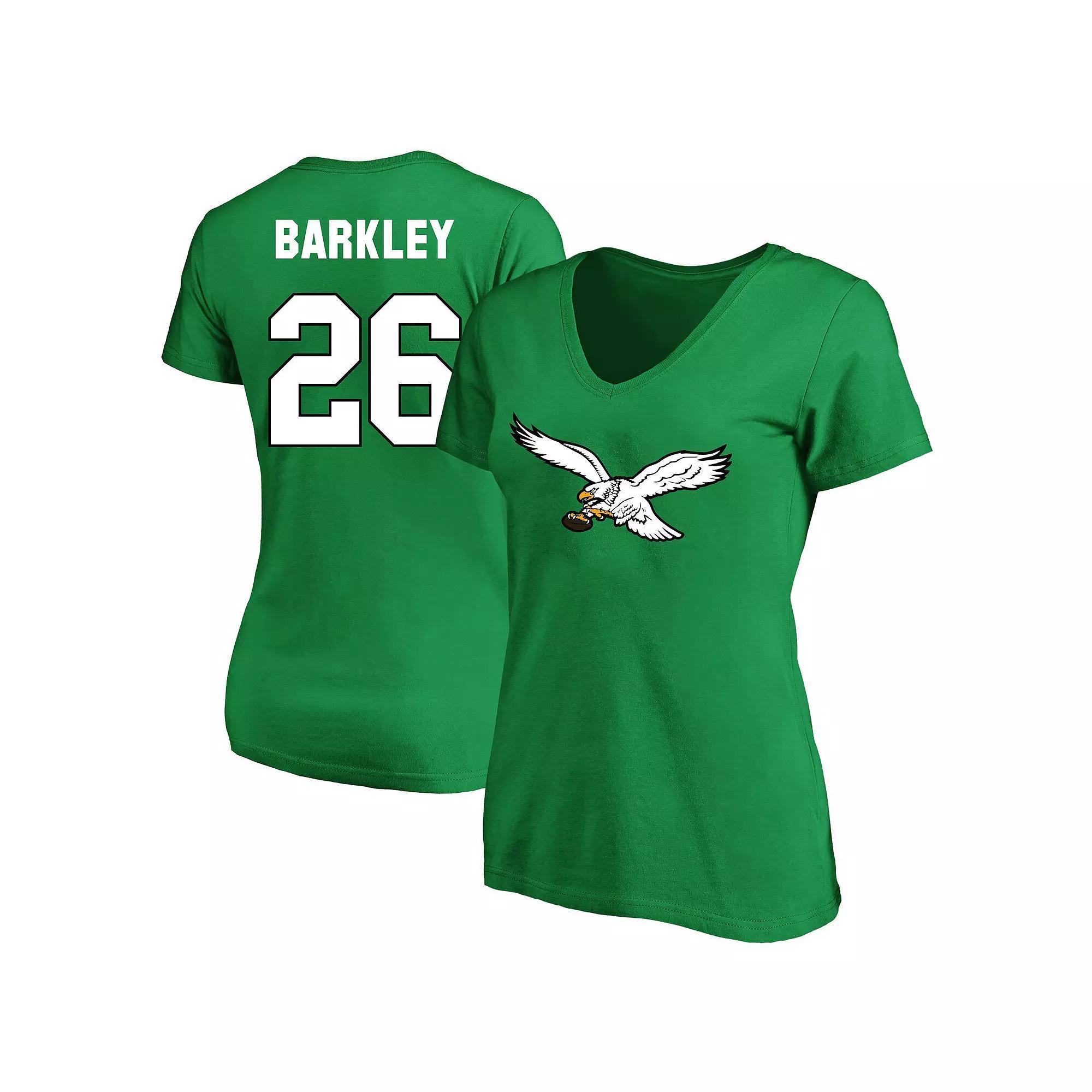 Women's Fanatics Branded Saquon Barkley Kelly Green Philadelphia Eagles Plus Size Name & Number V-Neck T-Shirt, Size: 4XL Product Image