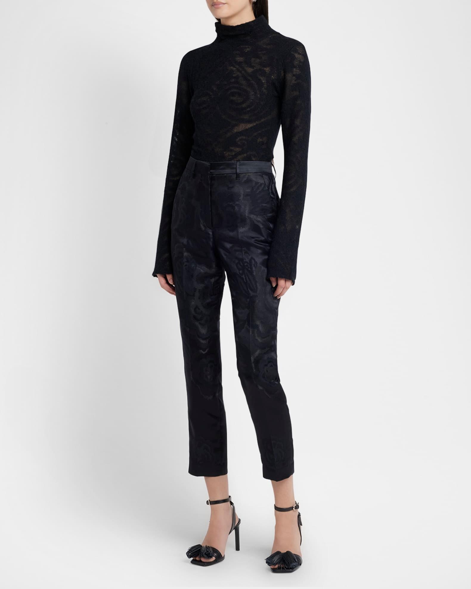 Floral Jacquard Slim-Leg Ankle Pants Product Image