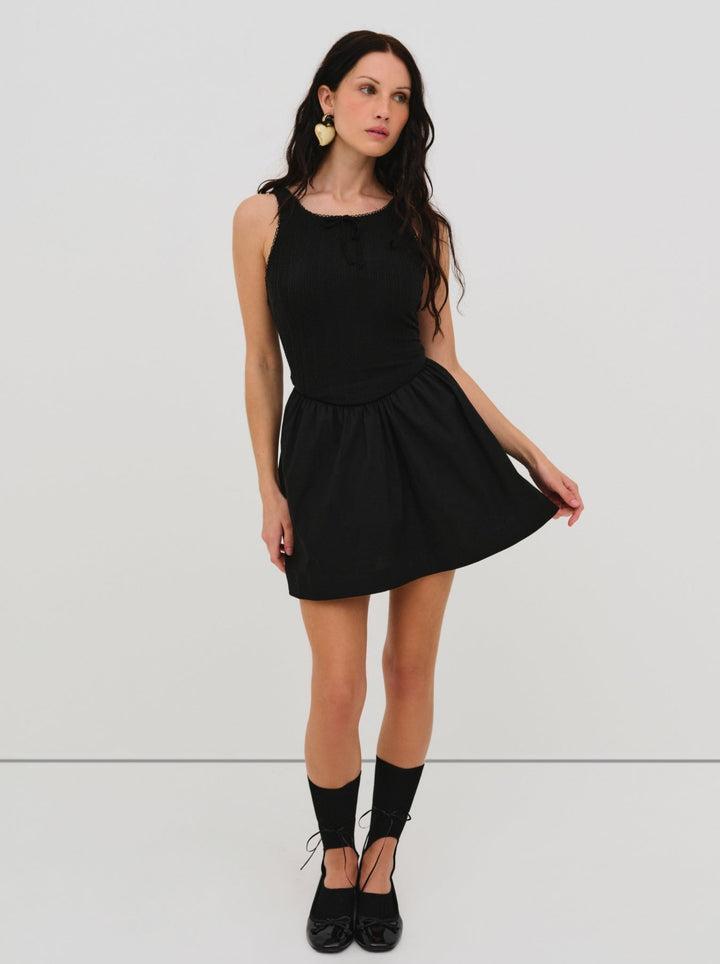 Billie Pointelle Mini Dress — Black Product Image