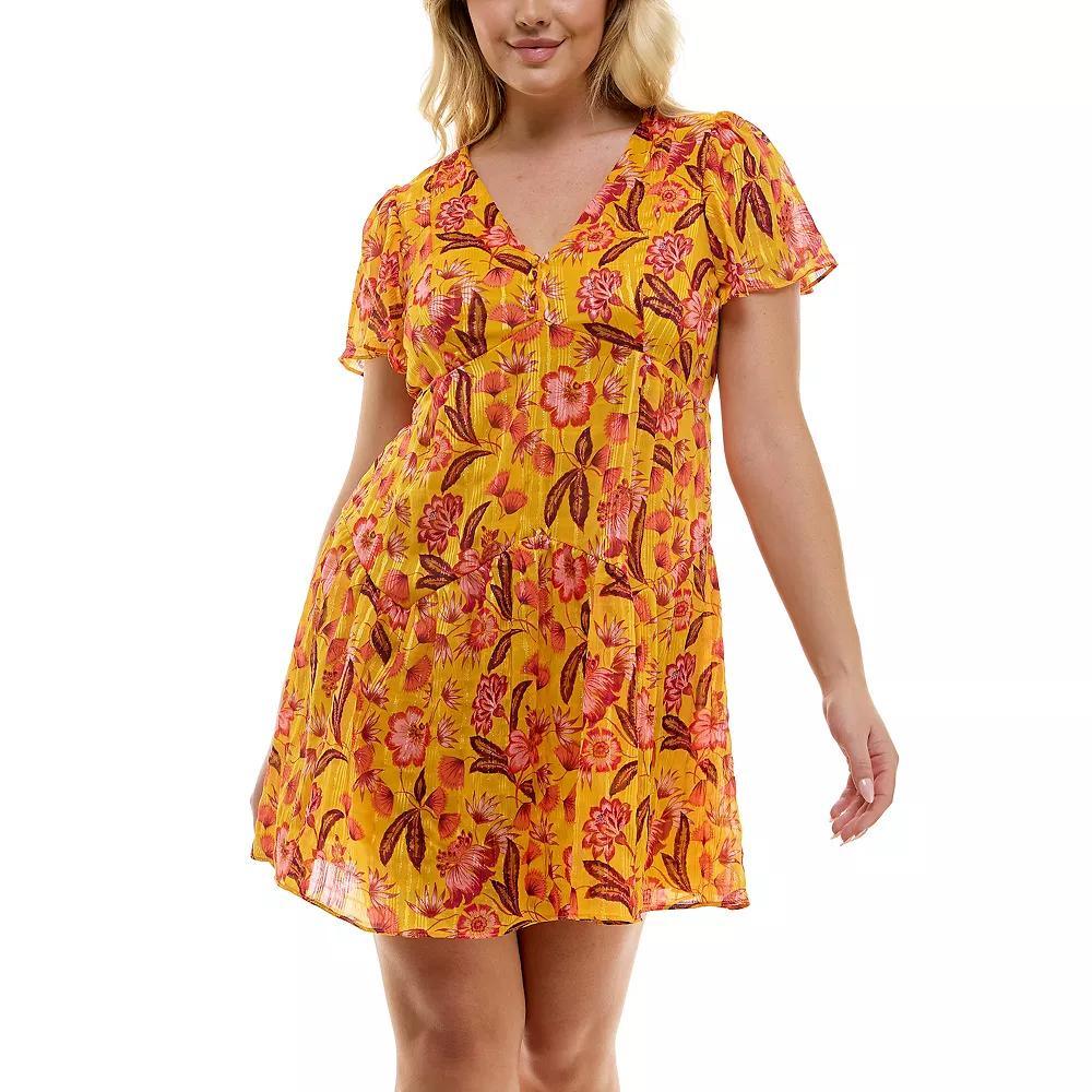 Plus Size Taylor Chiffon Check Dress, Women's, Size: 20 - Regular, Harvest Gold Product Image