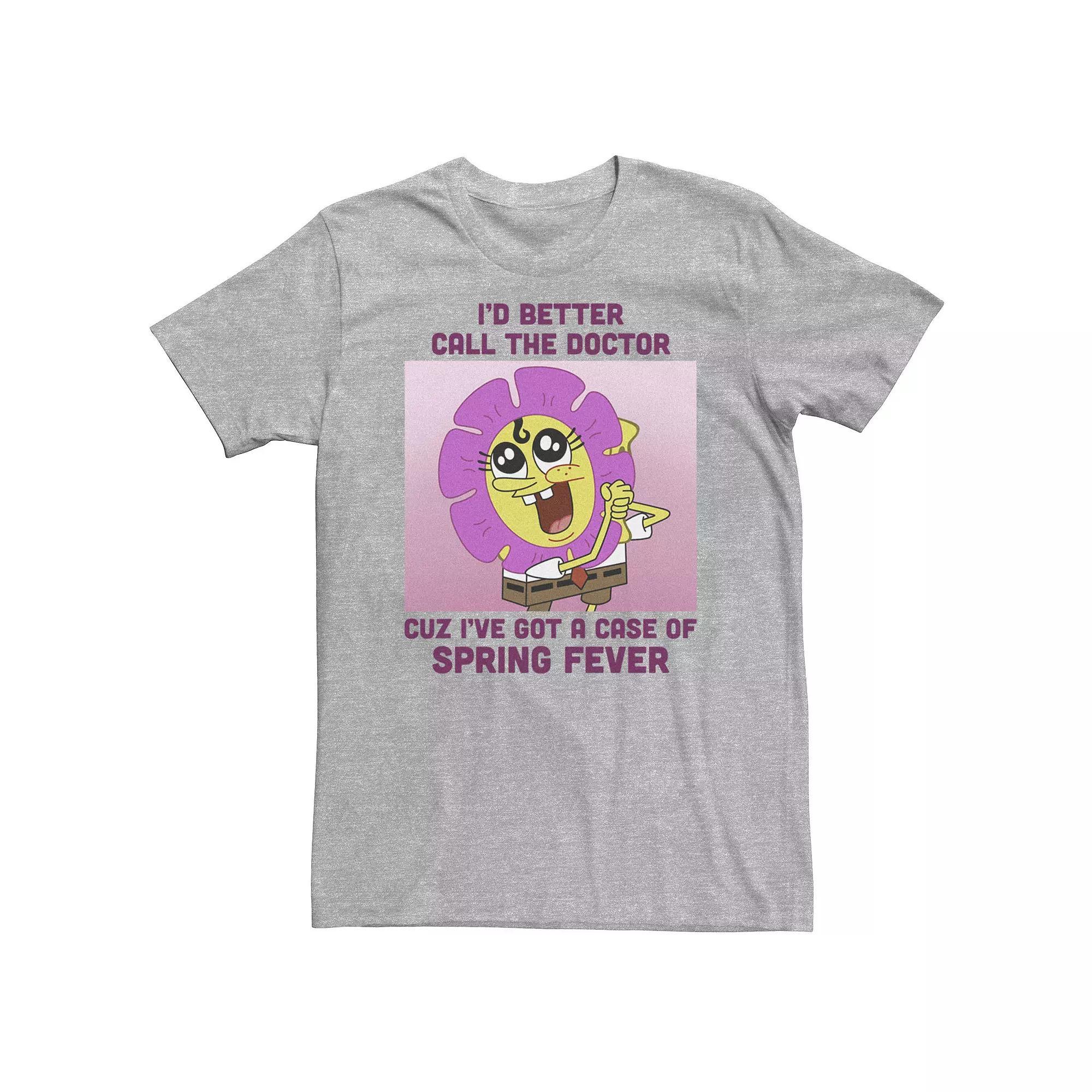 Big & Tall Spongebob Squarepants Spring Fever Flower Tee, Men's, Size: 3XL, Athletic Grey Product Image