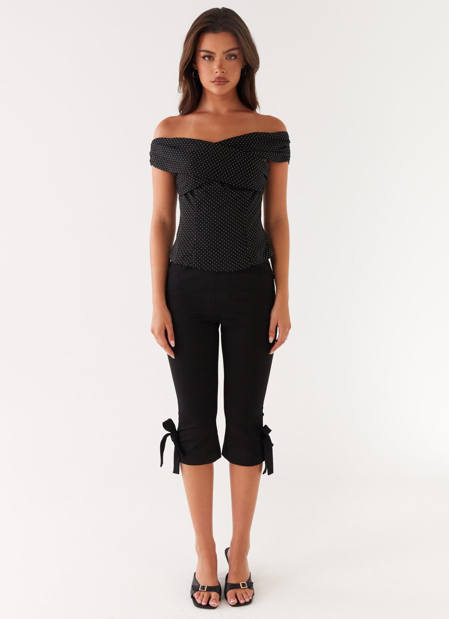 Tamera Top - Black Polka Dot Product Image