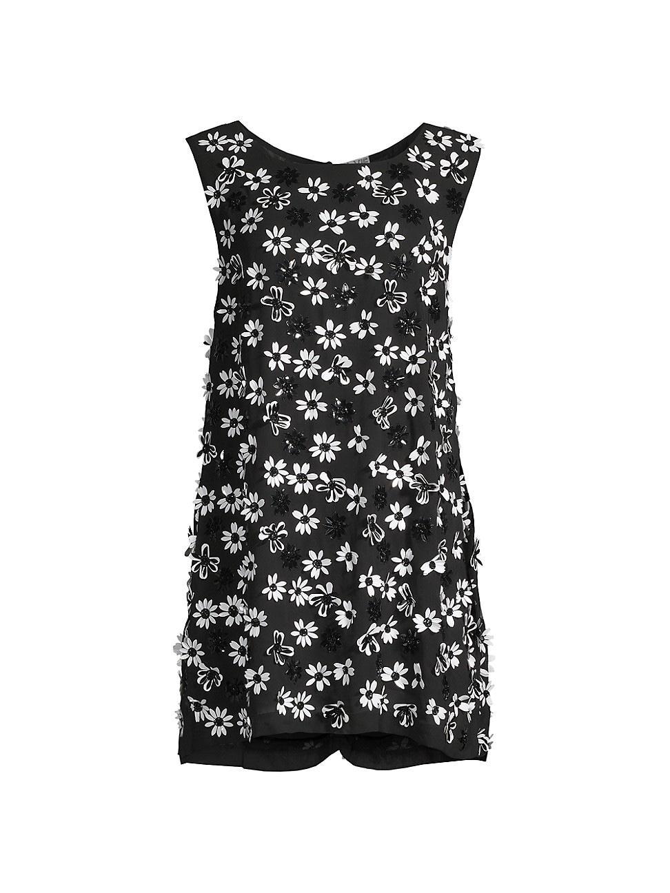 Womens Sequined Daisy-Appliqu Sleeveless Sheath Dress Product Image
