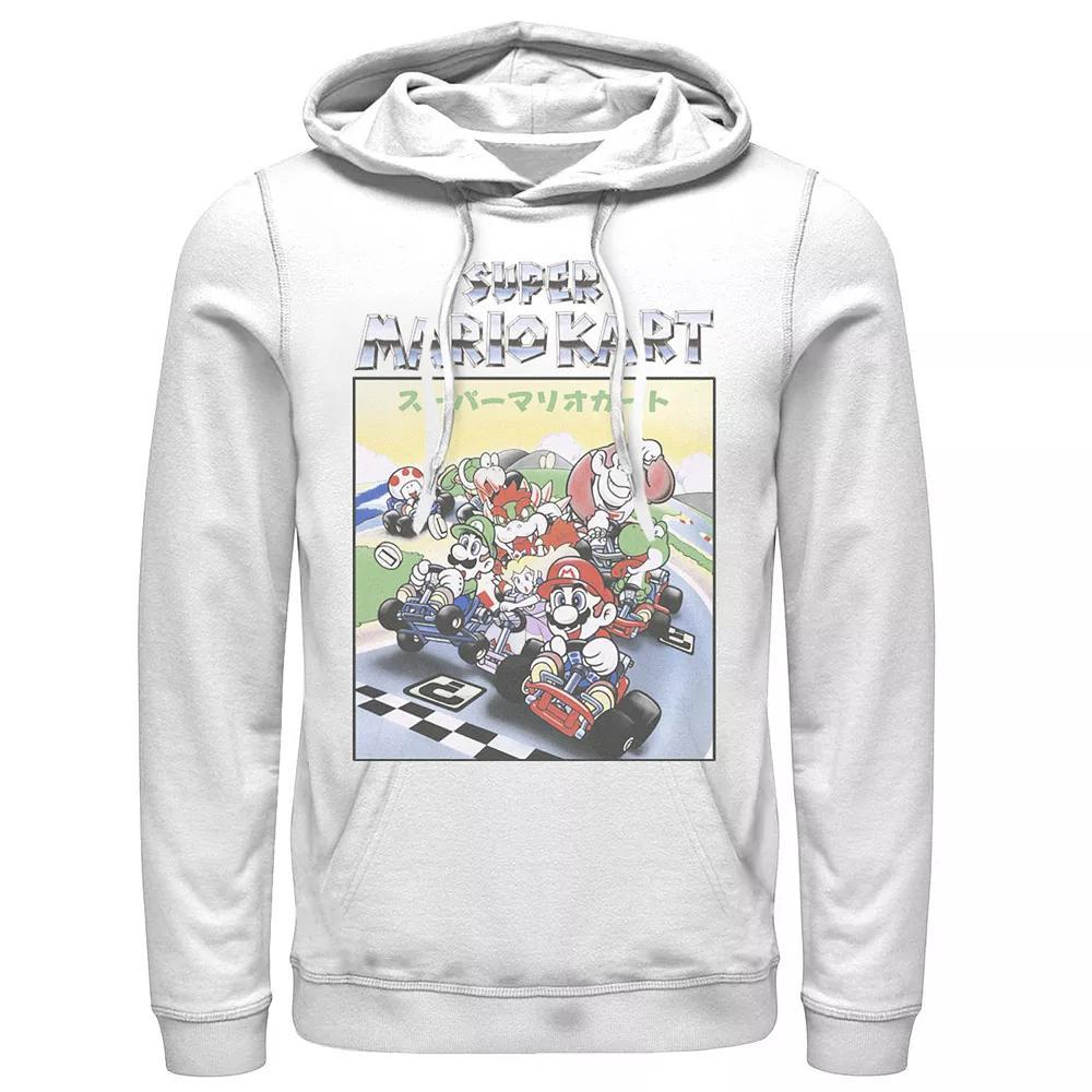 Men's Nintendo Mario Kart Retro Chrome Logo Shot Hoodie, Size: Small, White Product Image