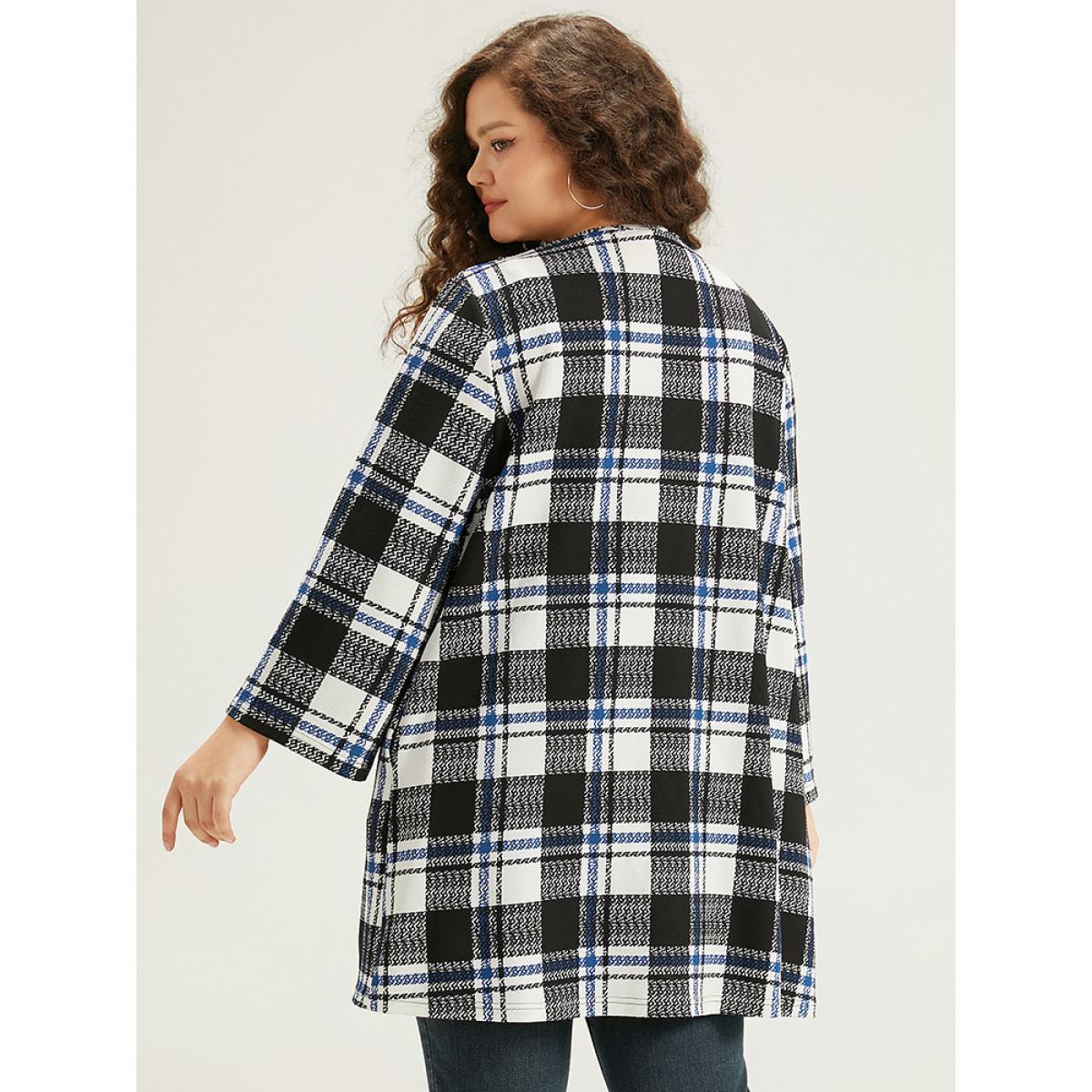 Plus Size Plaid Print Pocket Open Front Kimono Women Multicolor Casual Contrast Pocket Dailywear Kimonos BloomChic 14-16/1X Product Image