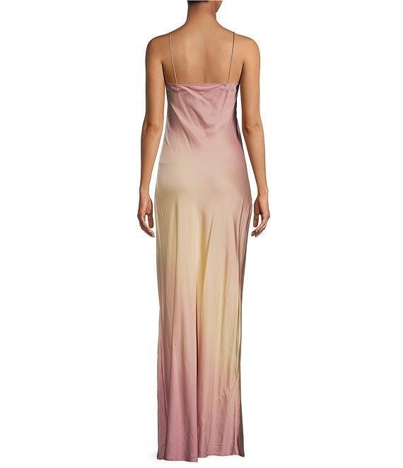 Good American Ombre Print Square Neck Sleeveless Satin Slip Maxi Dress Product Image