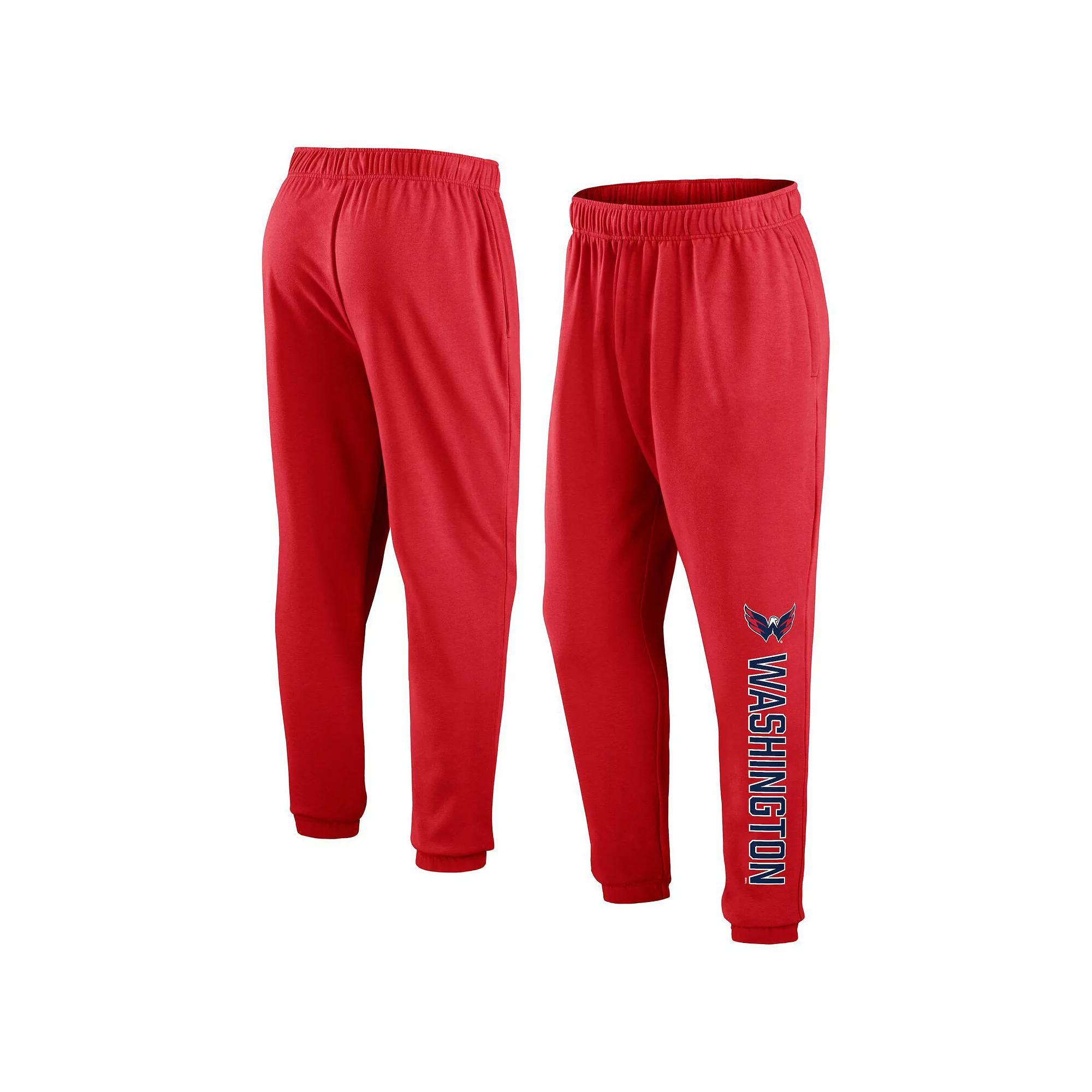 Men's Fanatics Branded Red Washington Capitals Chop Block Fleece Sweatpants, Size: 3XL Product Image