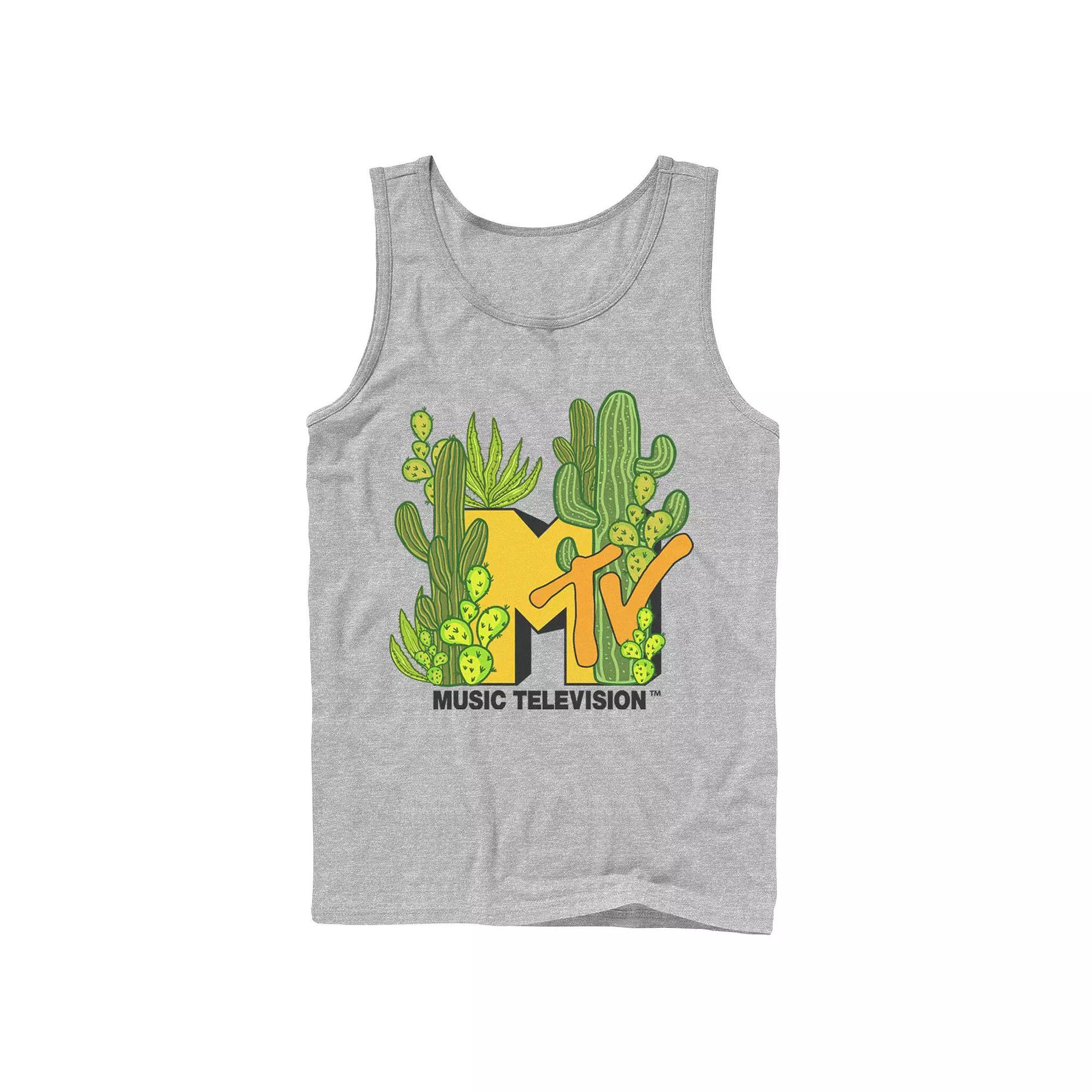 Men's MTV Cacti Galore Tank Top, Boy's, Size: Large, Athletic Grey Product Image