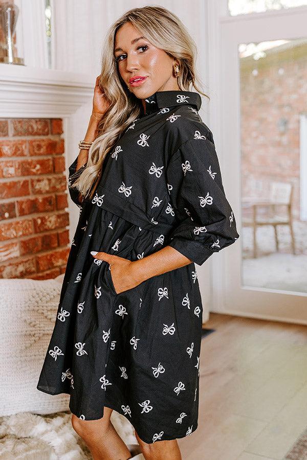 For The Love Of Bows Mini Dress in Black Product Image