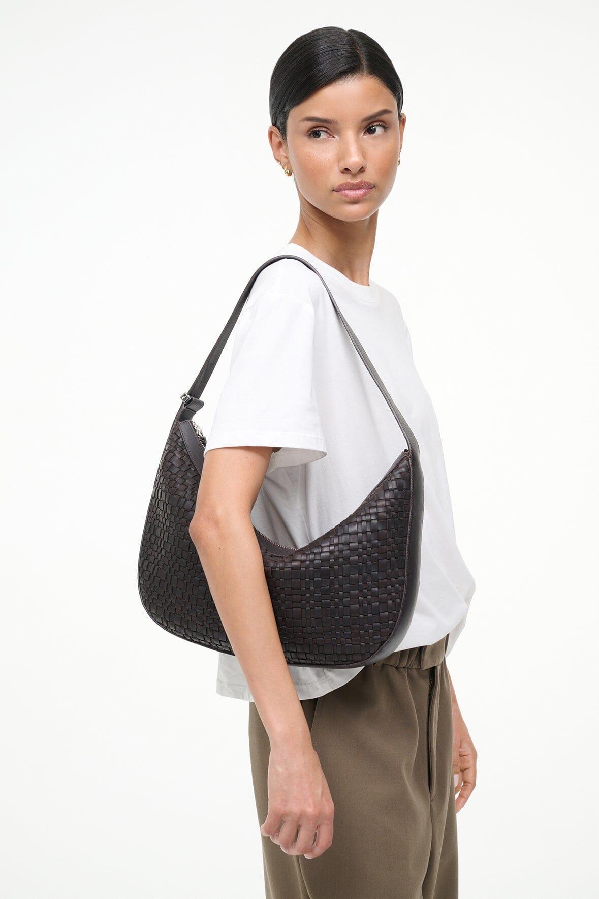 LARGE DEMY SHOULDER BAG | ESPRESSO WOVEN LEATHER Product Image