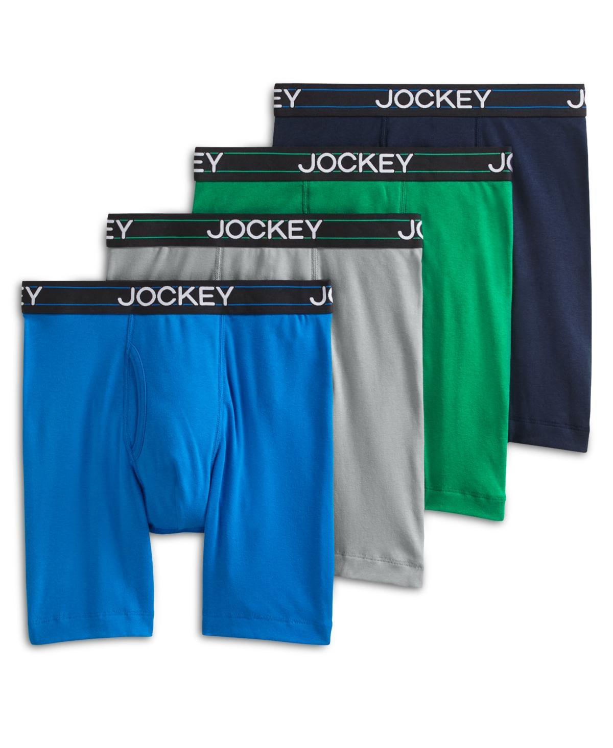 Men's Jockey® 4-Pack Cotton Blend Long Leg Boxer Brief, Size: Medium, Gray Black Asst Product Image