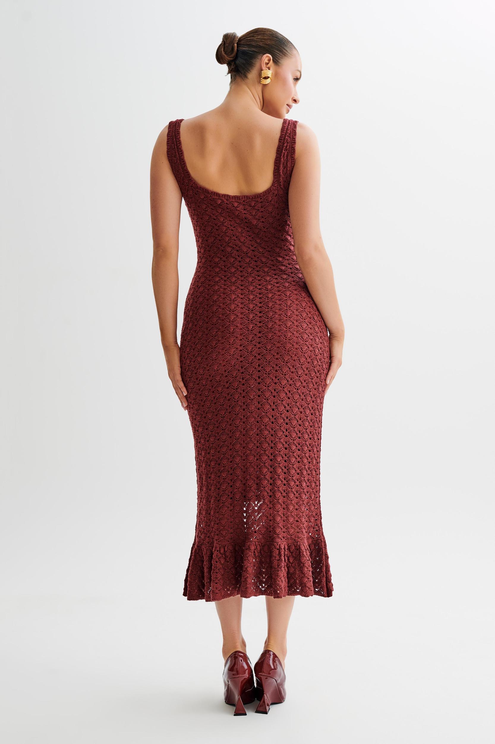 Sylvie Frill Knit Midi Dresses - Wine Product Image