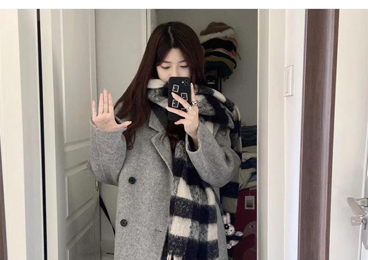 Plain Midi Double-Breasted Coat Product Image
