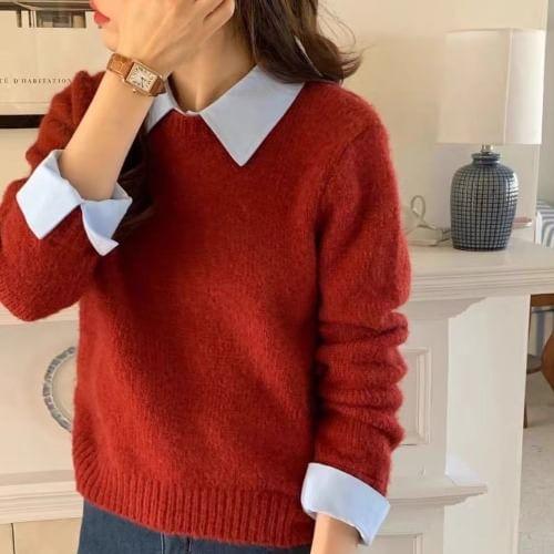 Collared Mock Two Piece Sweater Product Image