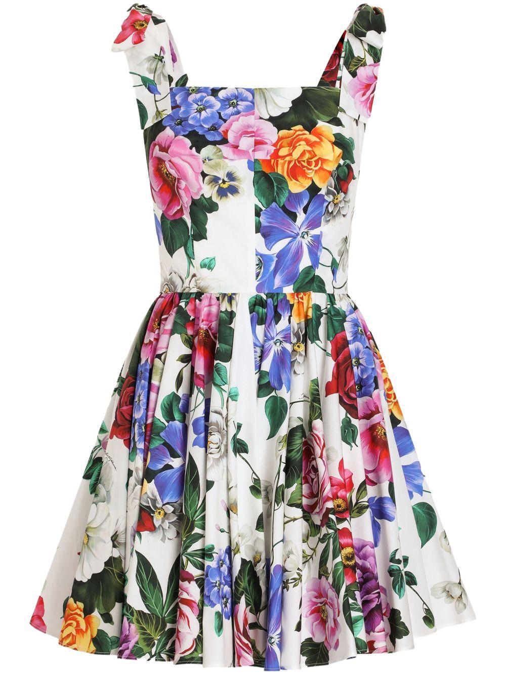 DOLCE & GABBANA Multicolor Sleelevelss Mini Dress With Square Neckline And All-over Floral Motif Product Image