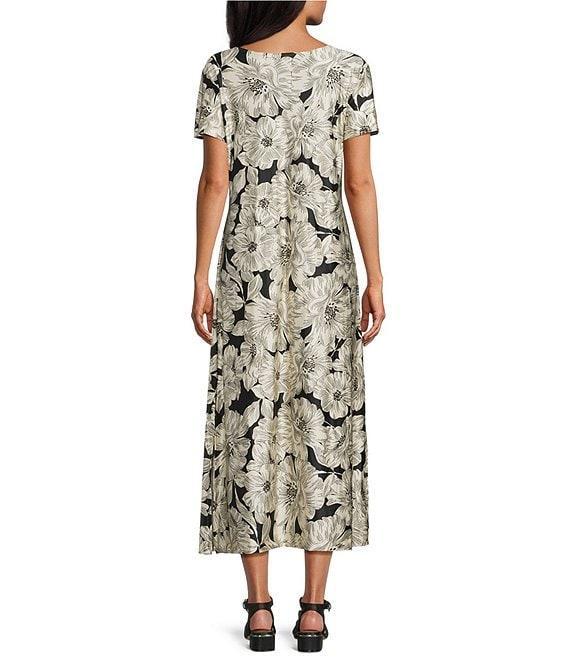 Bryn Walker Wesley Bianchi Neri Foiri Knit Crew Neck Short Sleeve Midi Dress Product Image