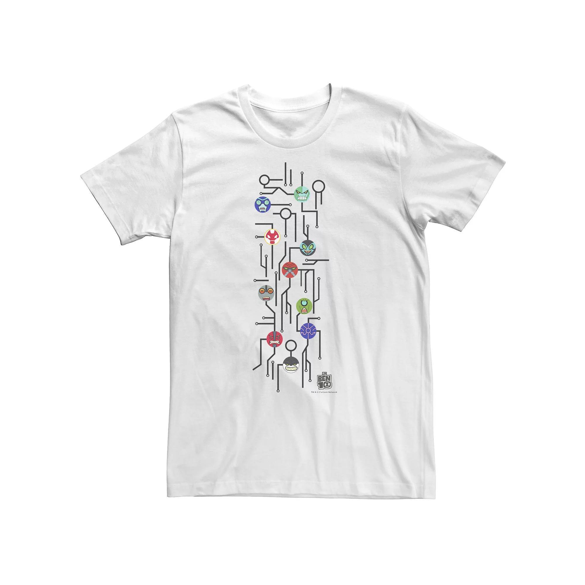 Big & Tall Cartoon Network Ben 10 Alien Icons Map Tee, Men's, Size: 5XL, White Product Image