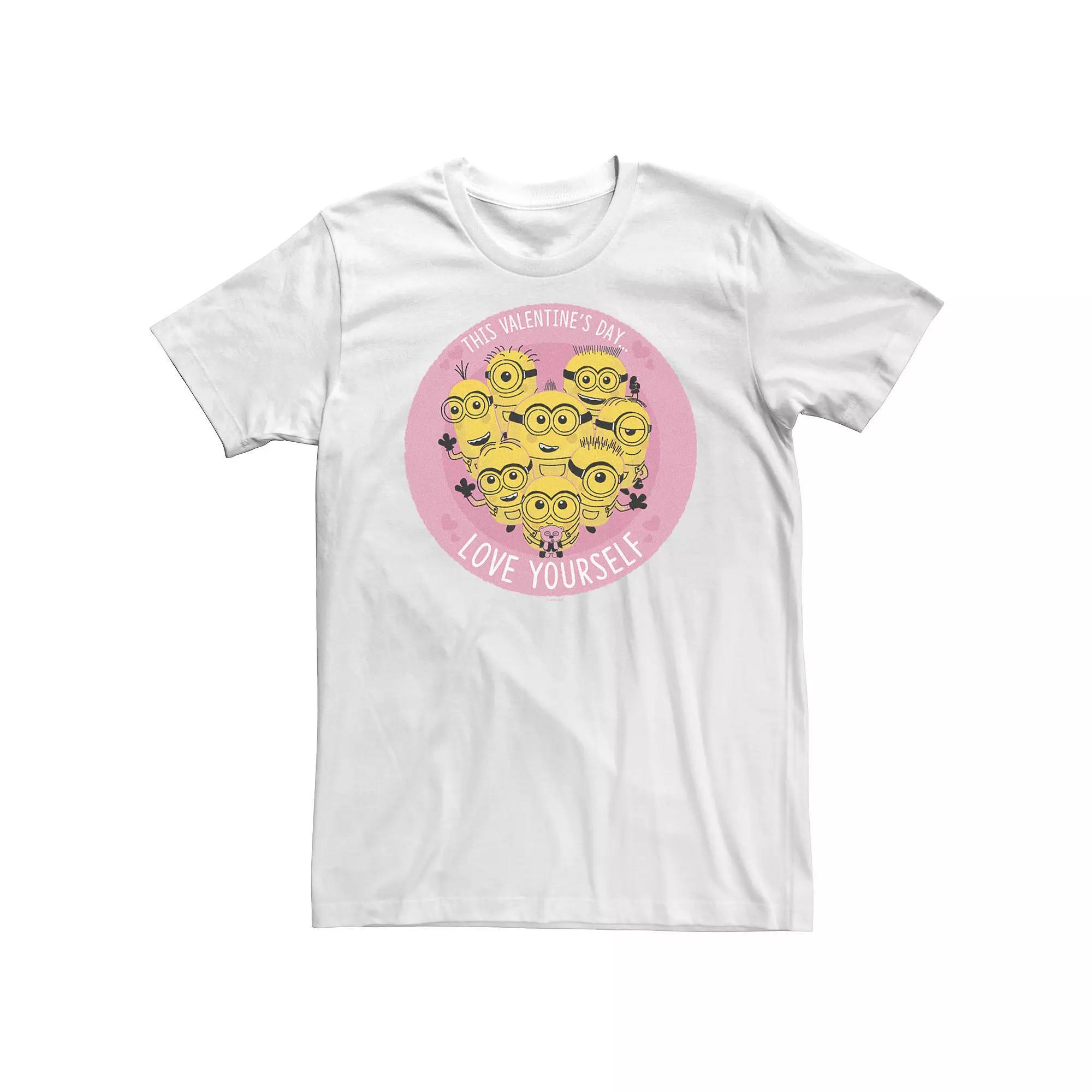 Big & Tall Despicable Me Minions This Valentine's Day Love Yourself Tee, Men's, Size: 4XL Tall, White Product Image
