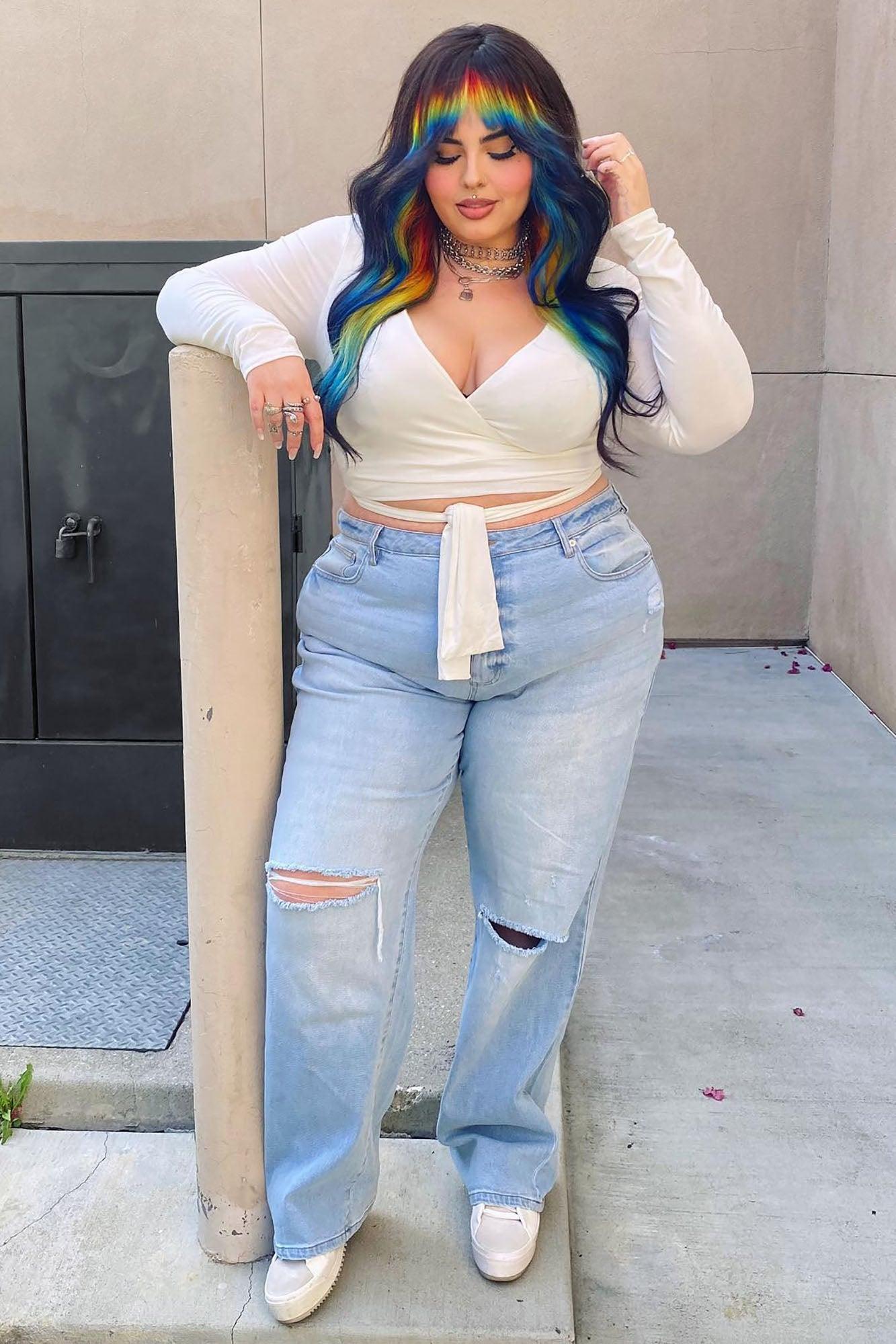 90's Nostalgia Straight Leg Jeans - Light Blue Wash Product Image