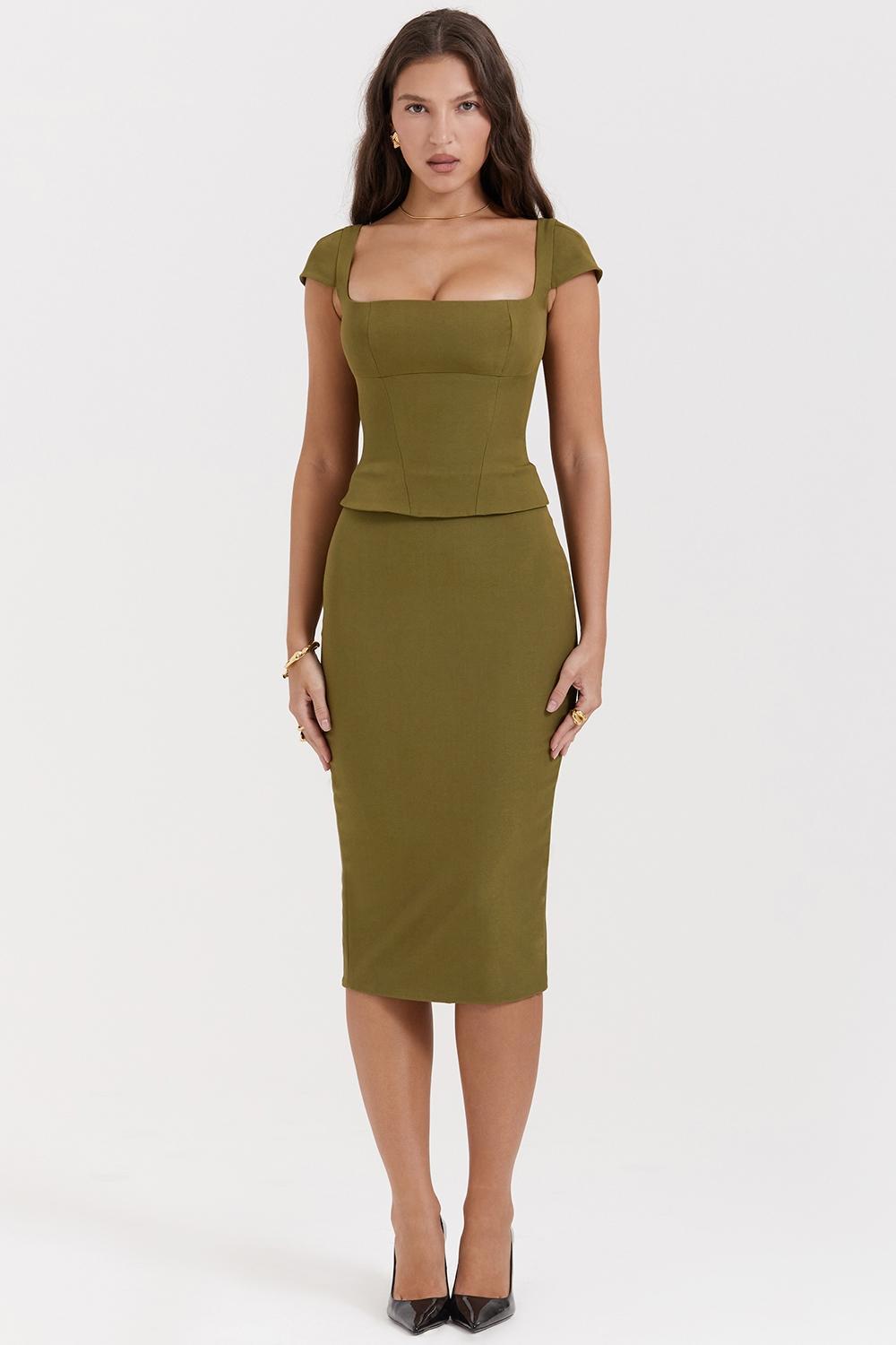 Layana  olive corset midi dress Product Image