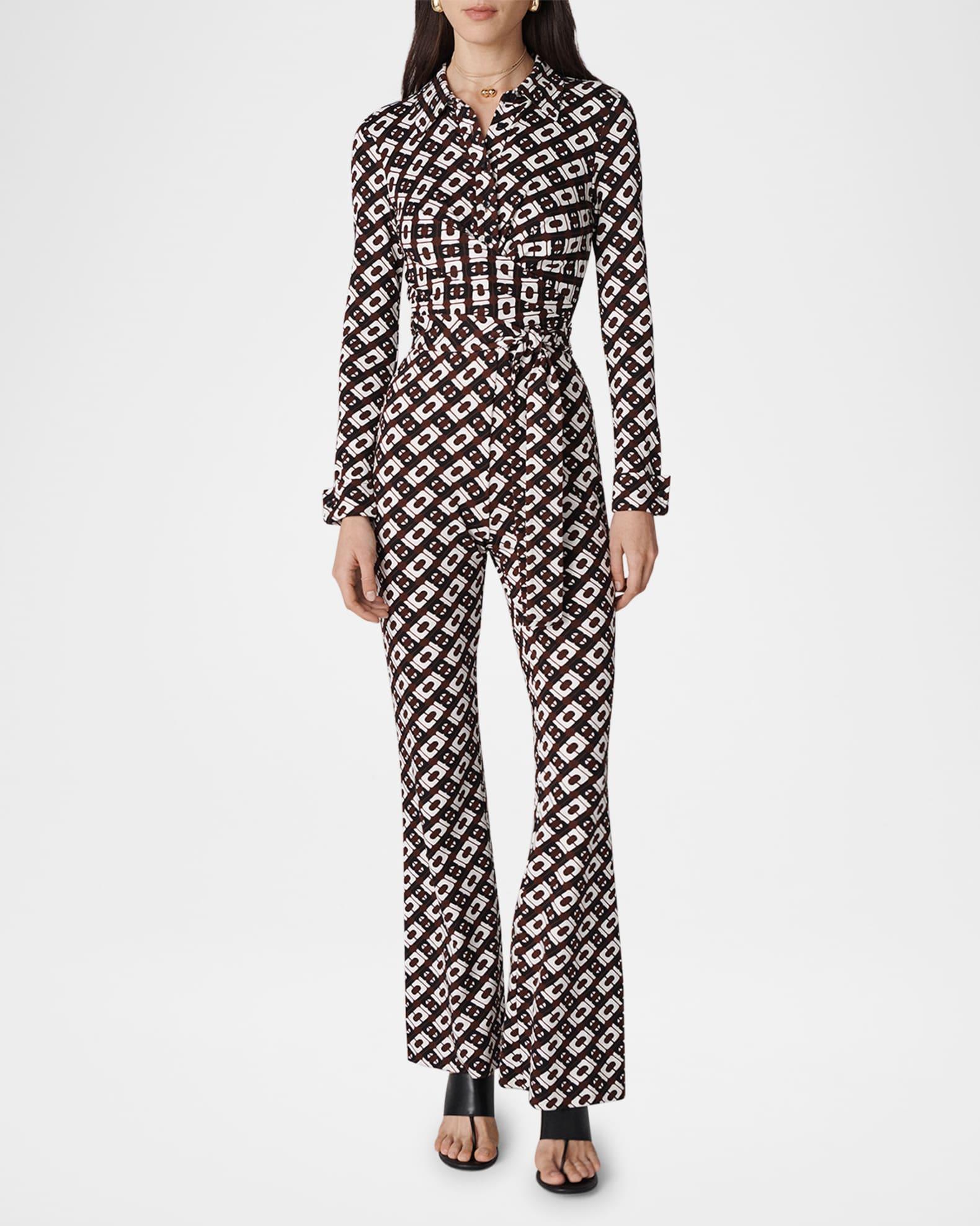 Michele Flared Geometric-Print Jumpsuit Product Image