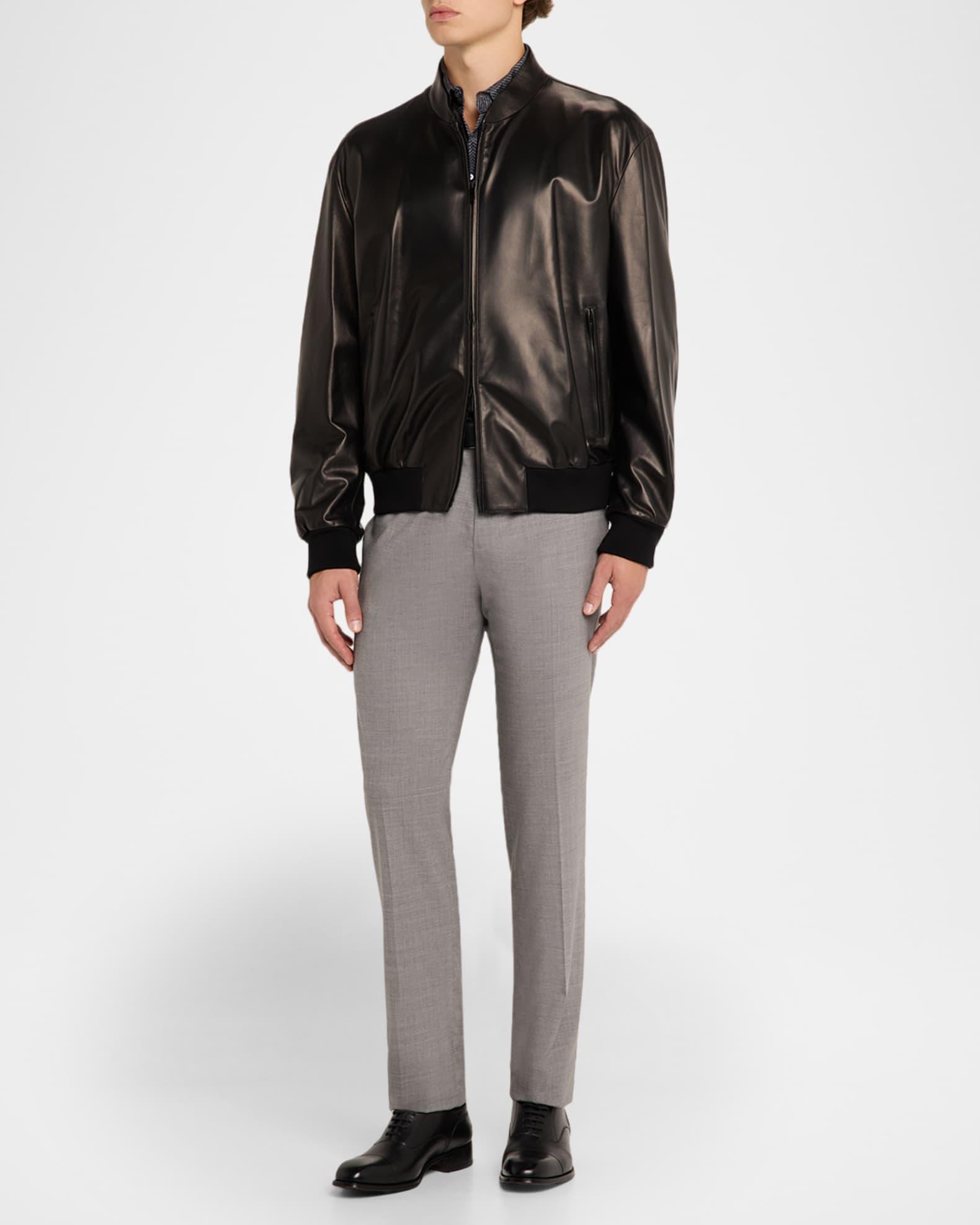 Men's Napa Leather Full-Zip Bomber Jacket Product Image