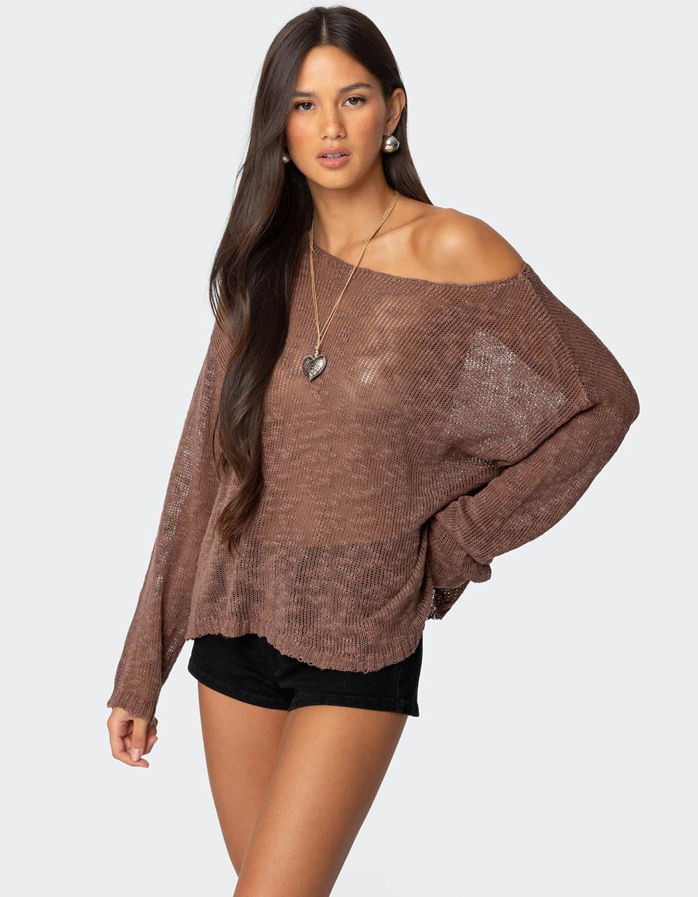 EDIKTED Bri Oversized Boat Neck Sweater Product Image