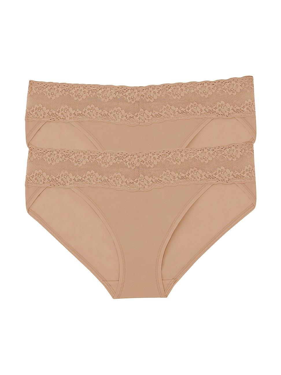 Womens Bliss Perfection Lace Trim One Size Bikini Brief 2-Pack Product Image
