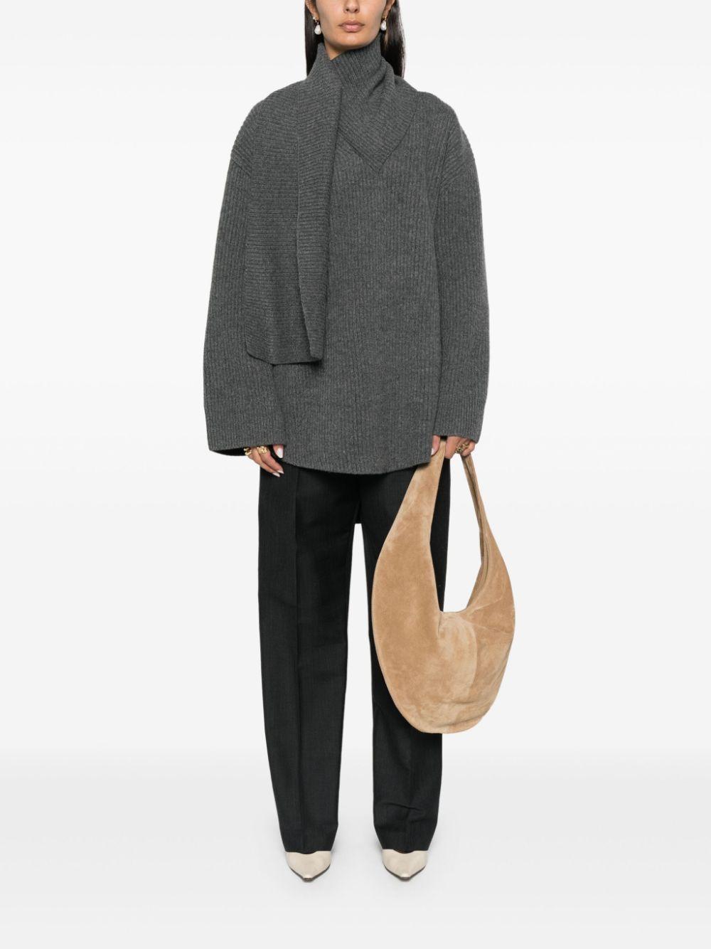 attached-scarf sweater Product Image