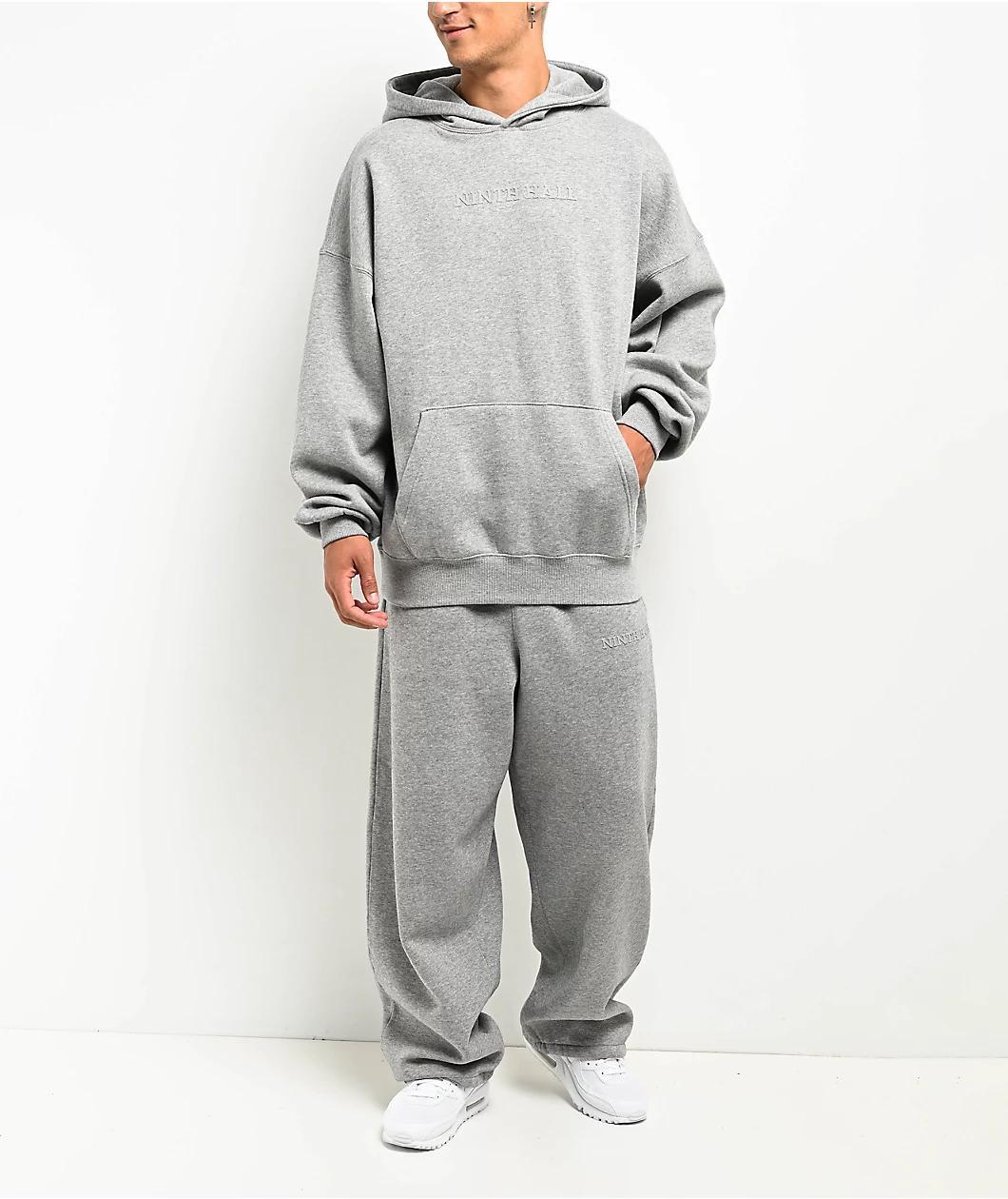 Ninth Hall Fundamentals Logo Grey Oversized Open Hem Sweatpants Product Image